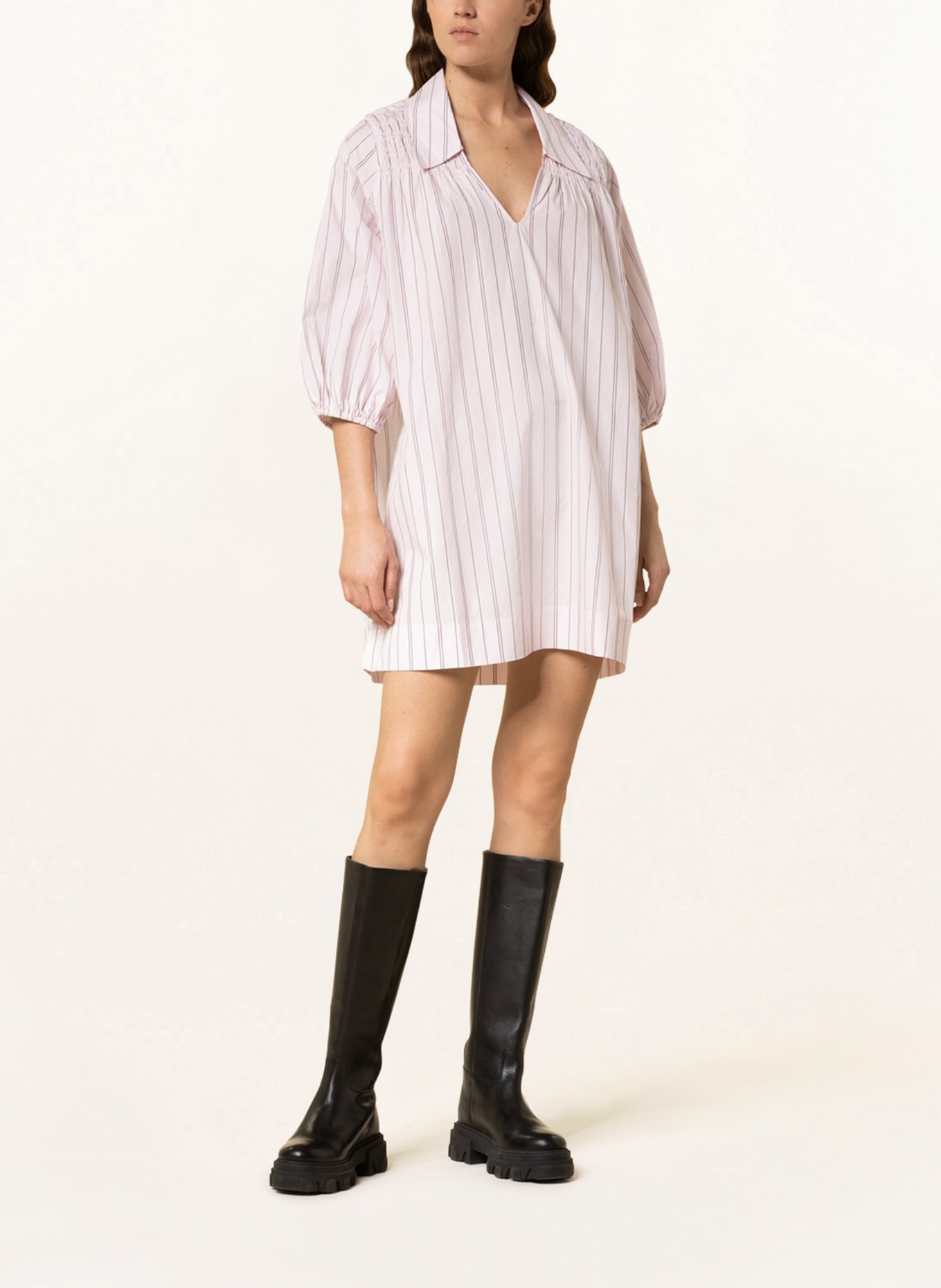 GANNI Oversized dress with 3/4 sleeves, Color: LIGHT PINK/ TAUPE (Image 2)