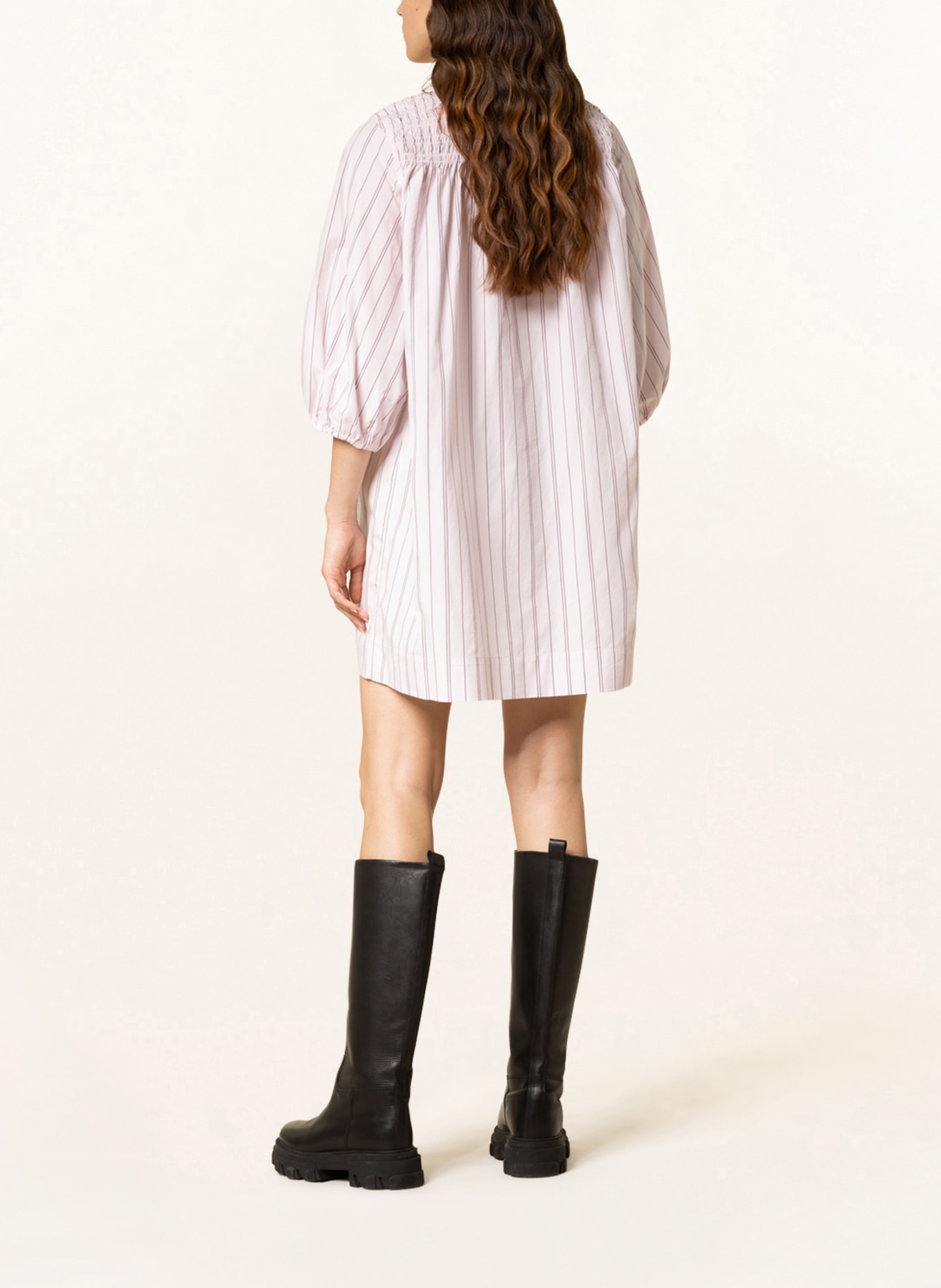GANNI Oversized dress with 3/4 sleeves, Color: LIGHT PINK/ TAUPE (Image 3)