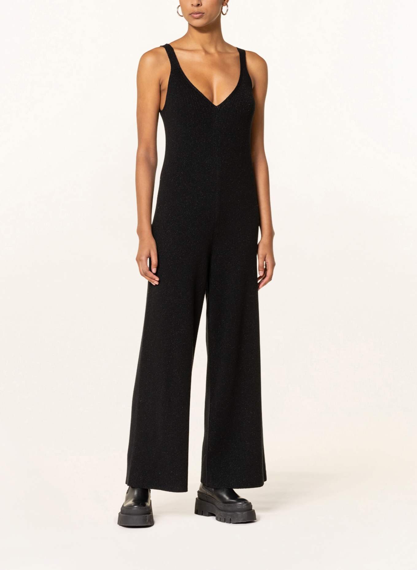 Marc O'Polo DENIM Knit jumpsuit with glitter thread, Color: BLACK (Image 2)