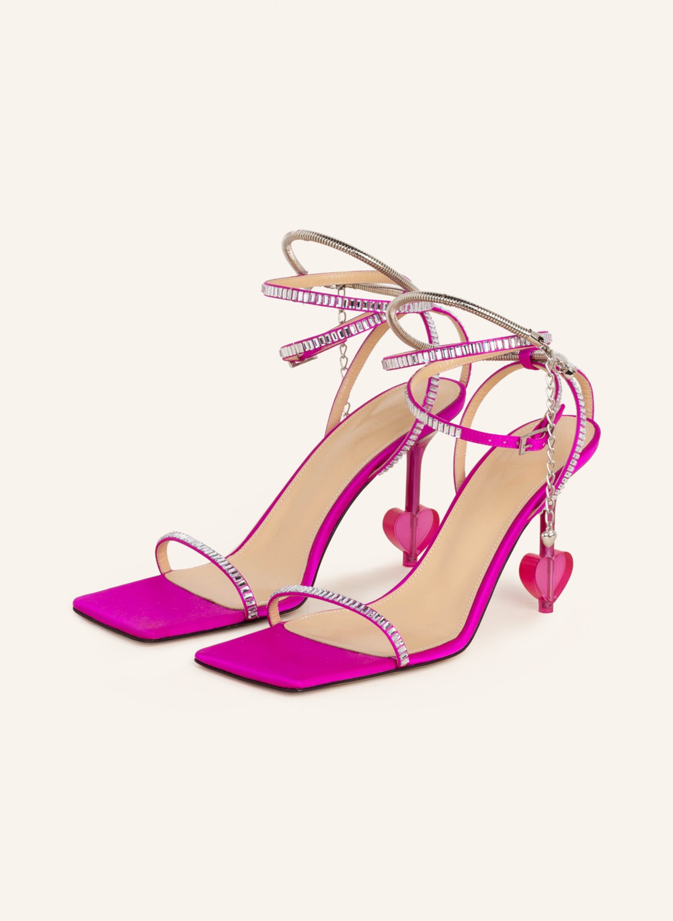 MACH & MACH Sandals HEART SHAPED with decorative gems, Color: FUCHSIA (Image 1)