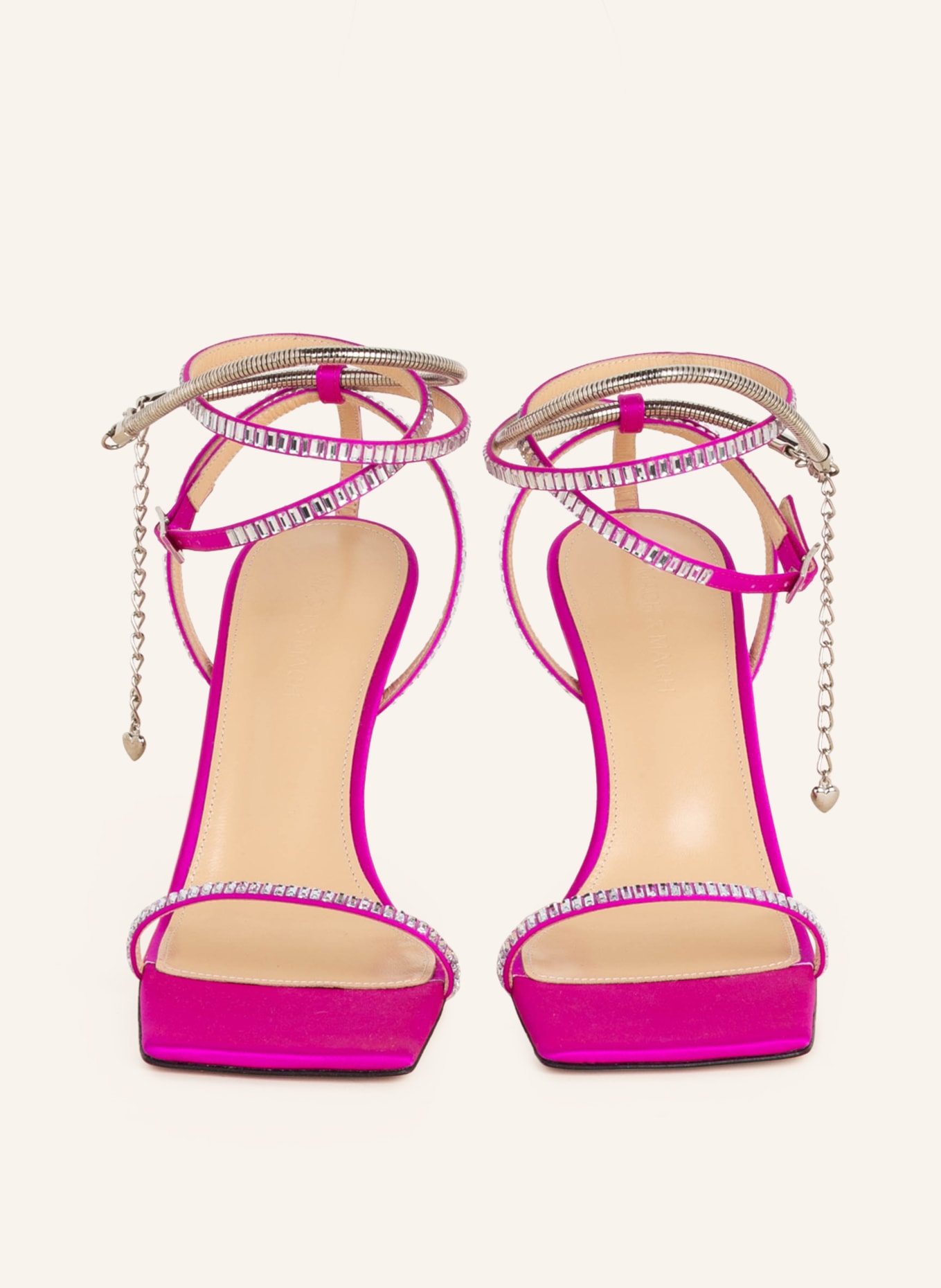 MACH & MACH Sandals HEART SHAPED with decorative gems, Color: FUCHSIA (Image 3)