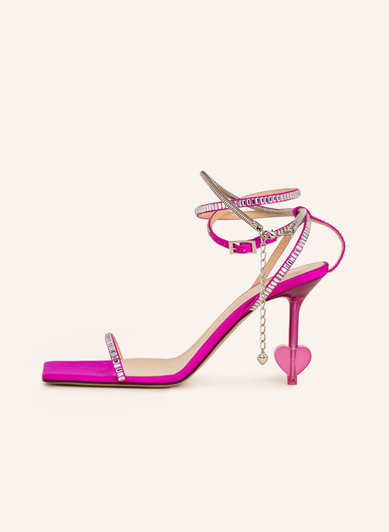 MACH & MACH Sandals HEART SHAPED with decorative gems, Color: FUCHSIA (Image 4)