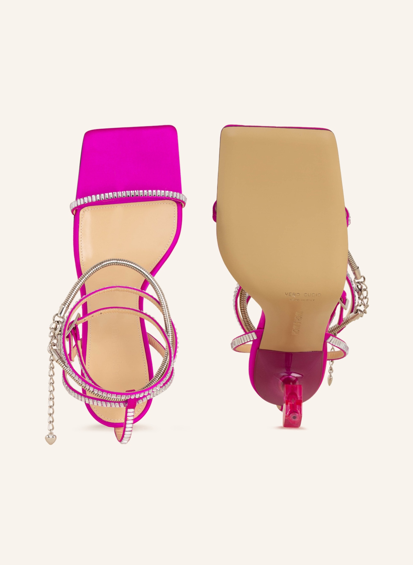 MACH & MACH Sandals HEART SHAPED with decorative gems, Color: FUCHSIA (Image 5)