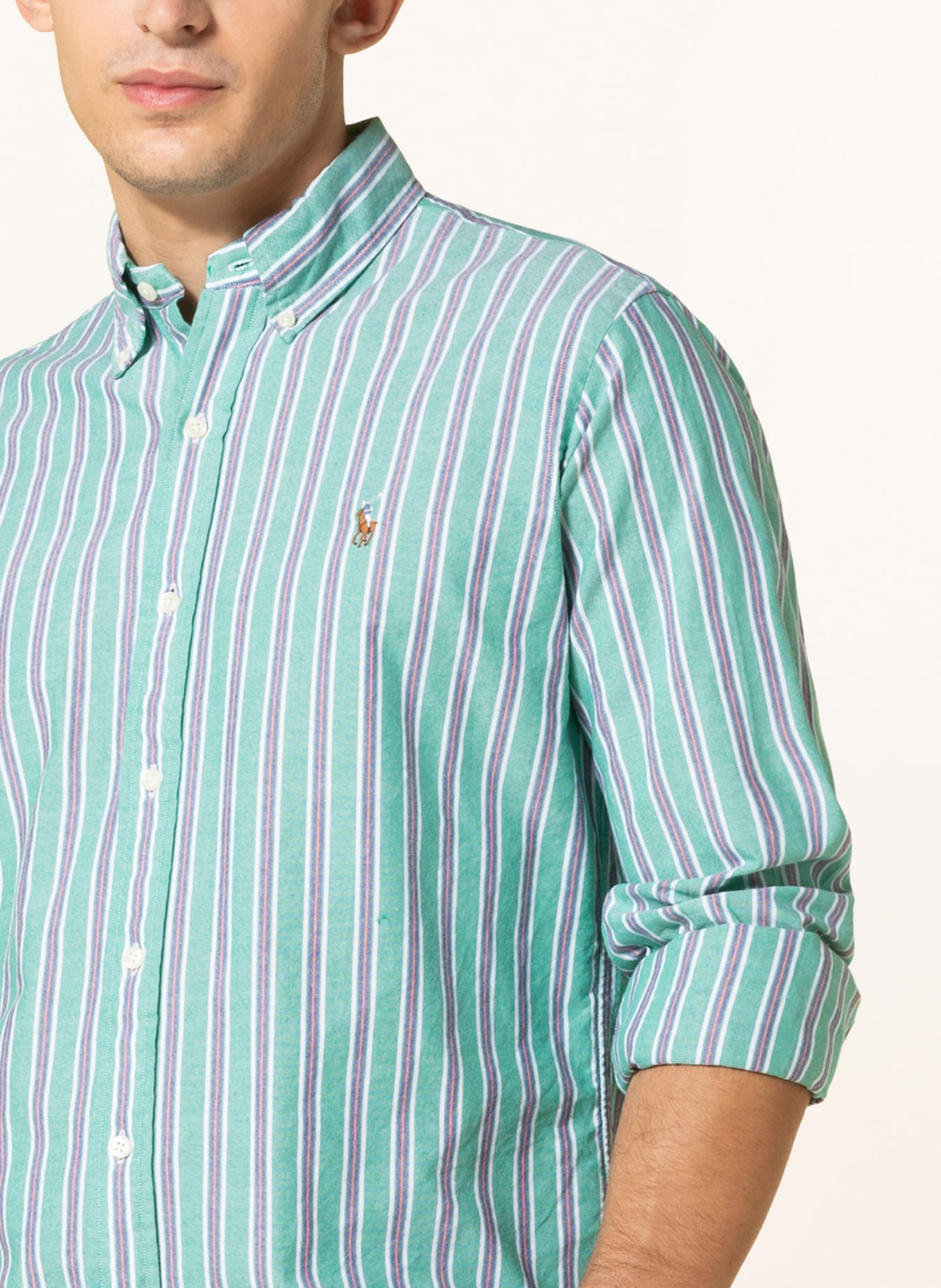 POLO RALPH LAUREN Oxfordhemd Custom Fit , Farbe: HELLGRÜN/ BLAU/ ORANGE (Bild 4)