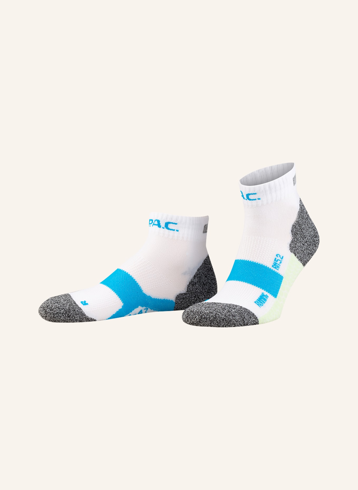 P.A.C. Running socks RN 5.2 RUNNING REFLECTIVE PRO SHORT, Color: 100 White / Cyan (Image 1)