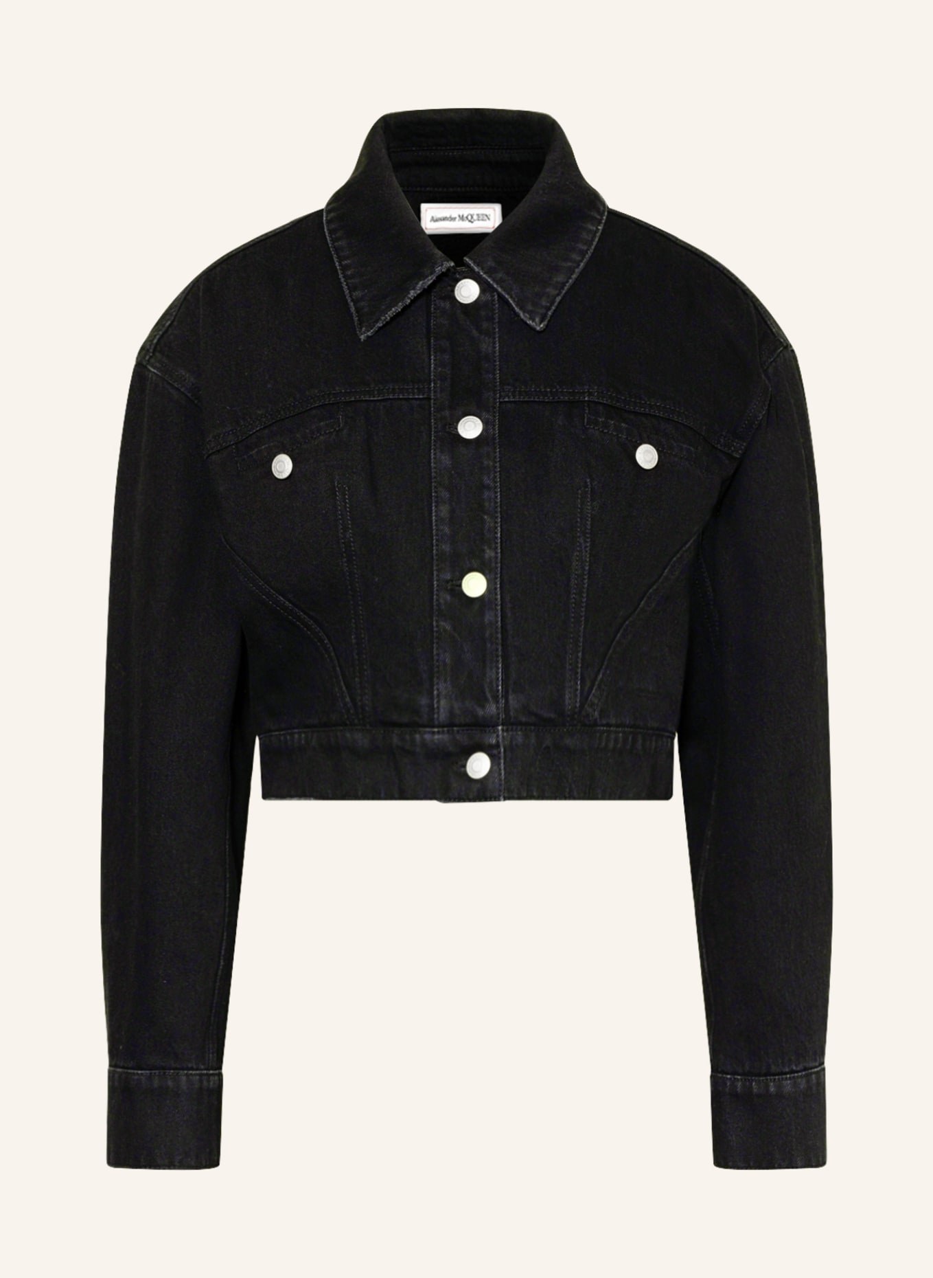 Alexander McQUEEN Cropped denim jacket, Color: BLACK (Image 1)