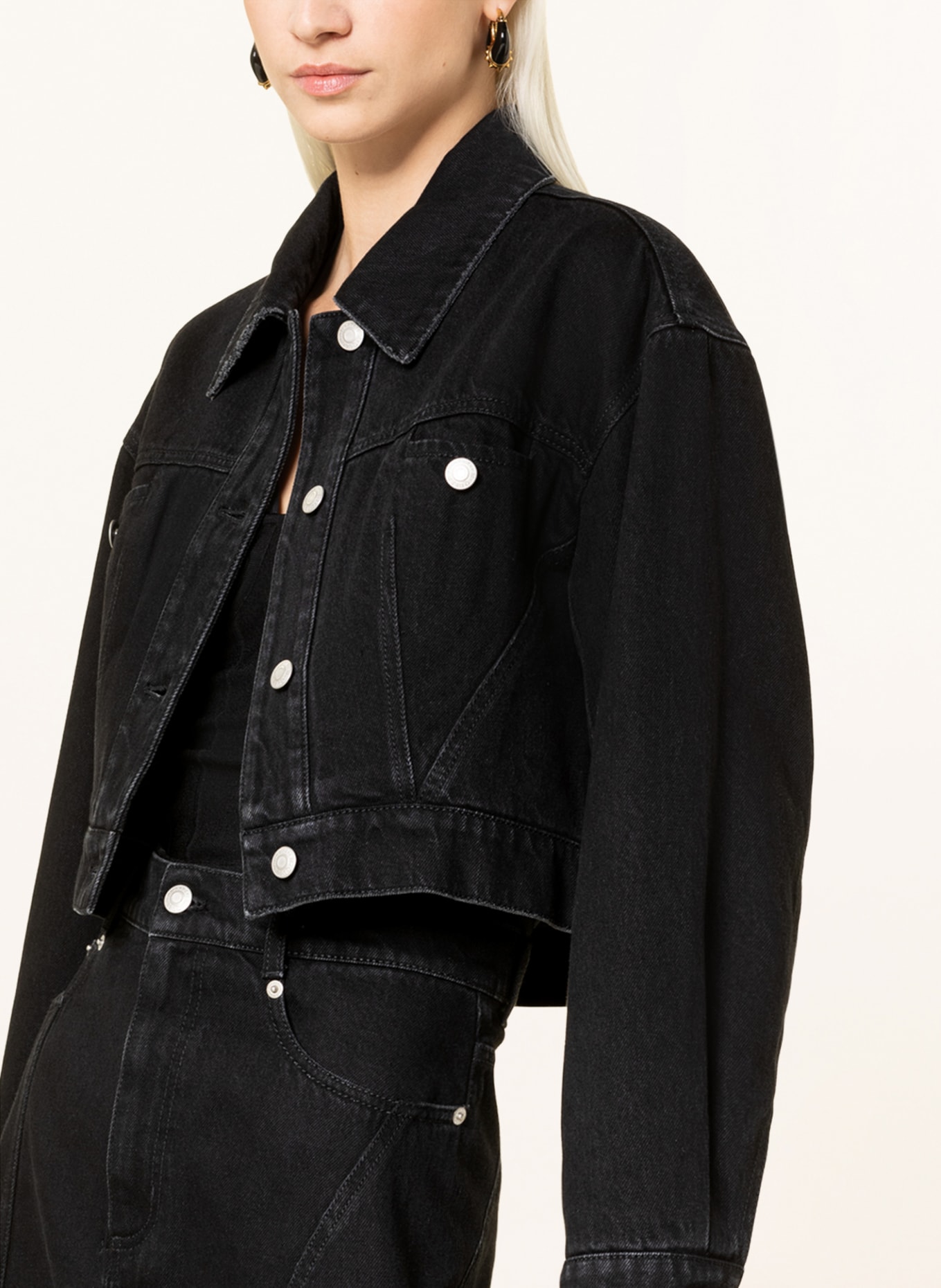 Alexander McQUEEN Cropped denim jacket, Color: BLACK (Image 4)