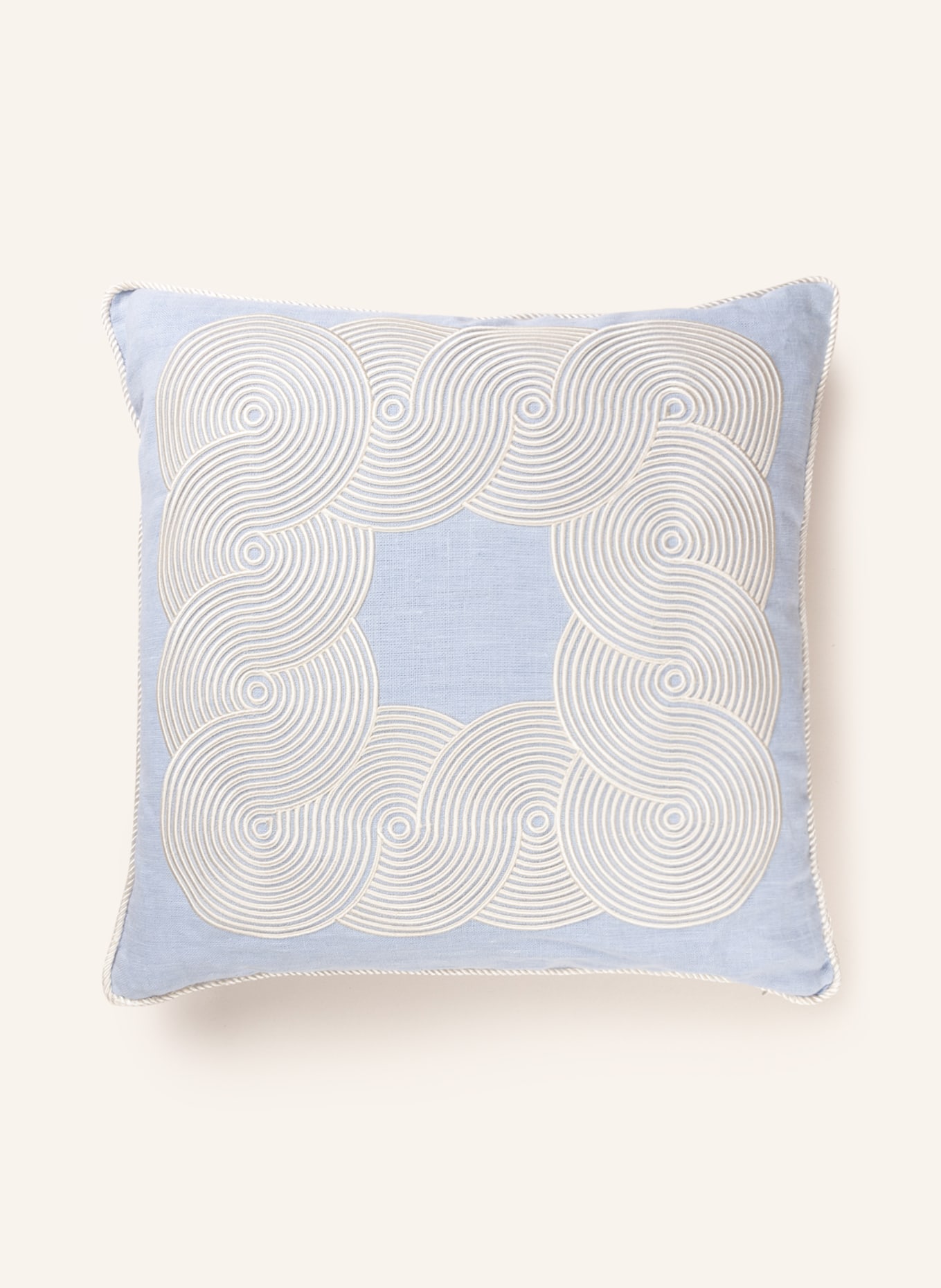 JONATHAN ADLER Linen decorative cushion POMPIDOU with down fill, Color: LIGHT BLUE (Image 1)