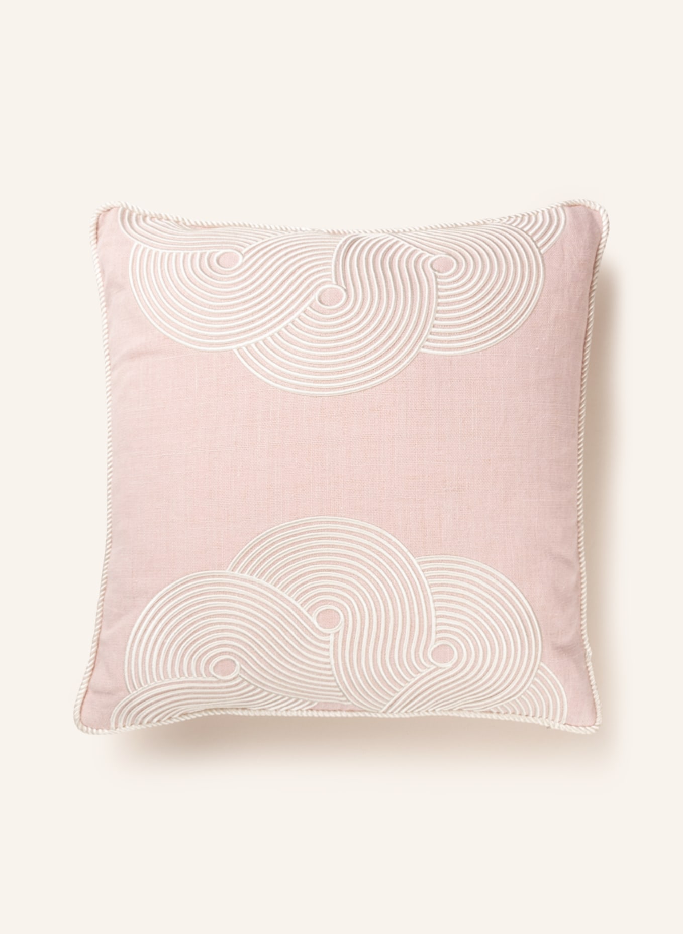 JONATHAN ADLER Linen decorative cushion POMPIDOU with down fill, Color: LIGHT PINK (Image 1)
