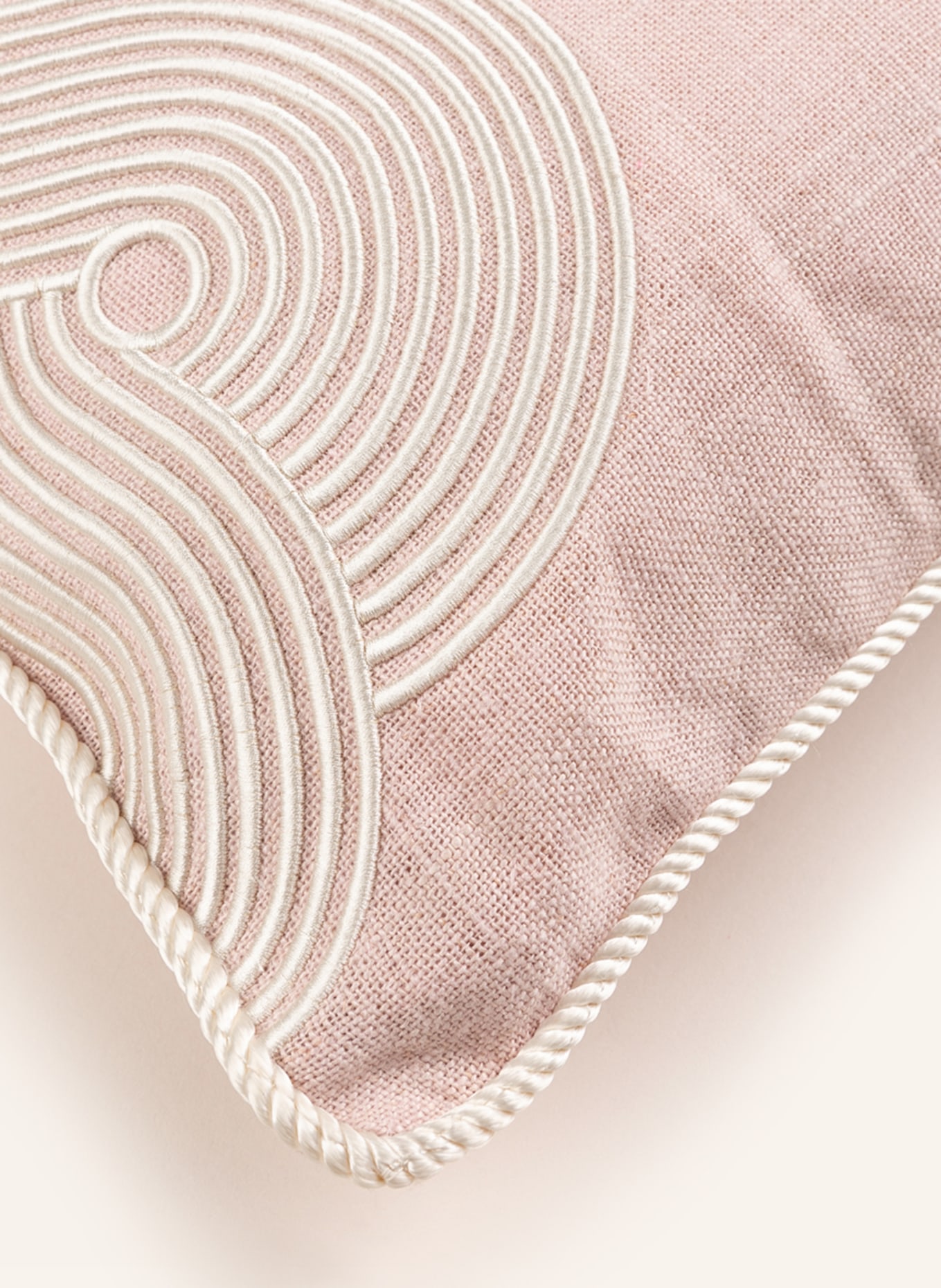 JONATHAN ADLER Linen decorative cushion POMPIDOU with down fill, Color: LIGHT PINK (Image 3)