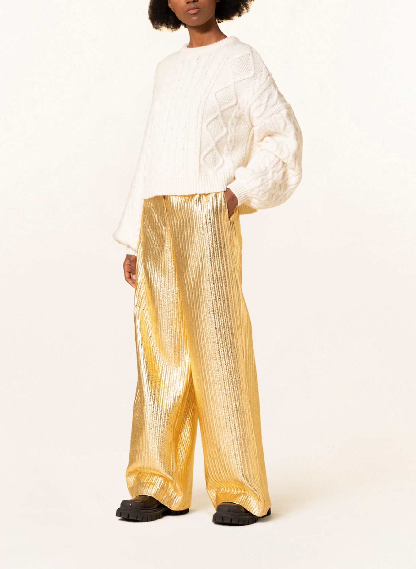 ESSENTIEL ANTWERP Wide leg trousers CREASE, Color: GOLD (Image 2)