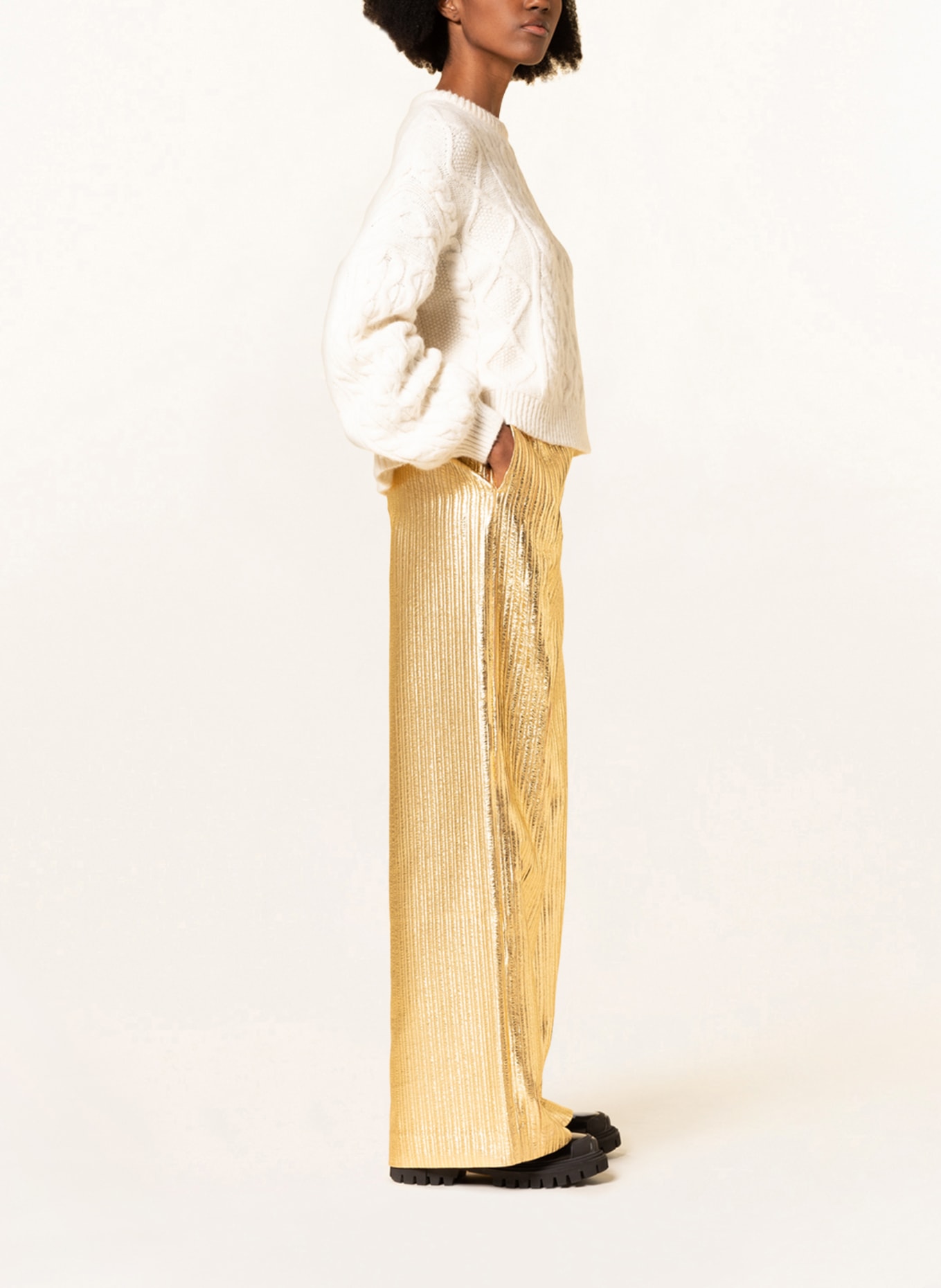 ESSENTIEL ANTWERP Wide leg trousers CREASE, Color: GOLD (Image 4)