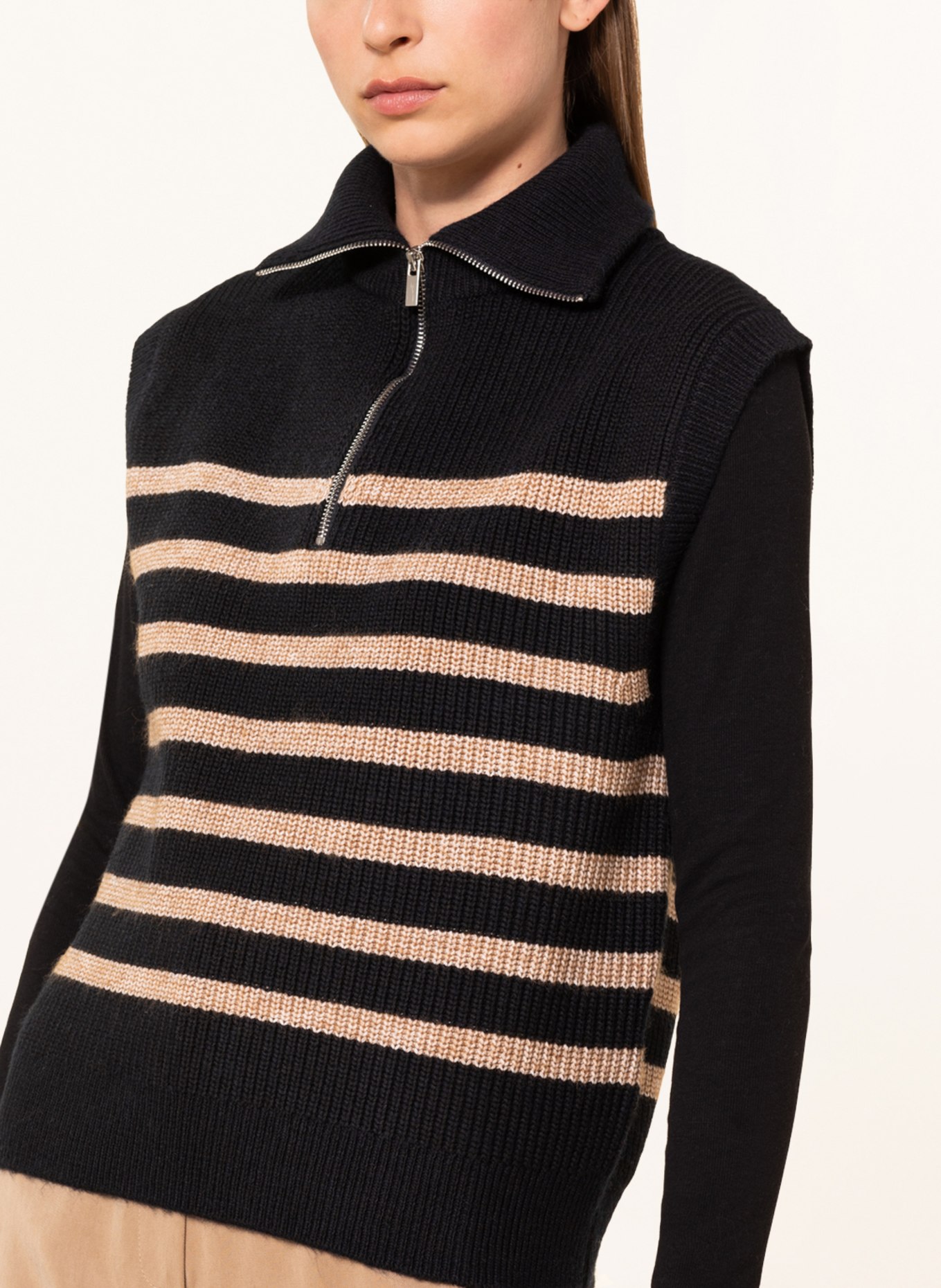 OPUS Sweater vest PEISSER, Color: BLACK/ BEIGE (Image 4)