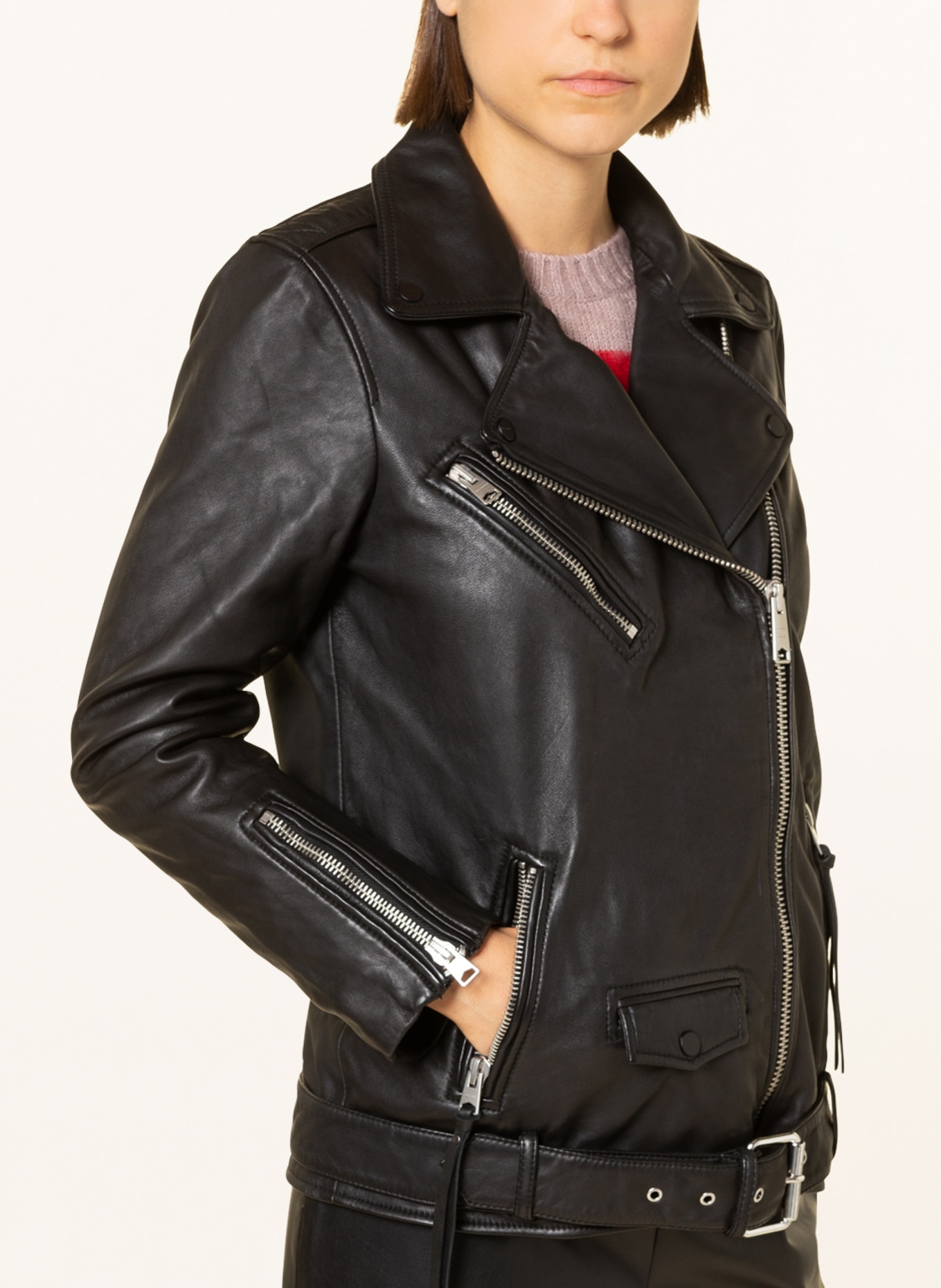 ALLSAINTS Leather jacket BILLIE , Color: BLACK (Image 4)