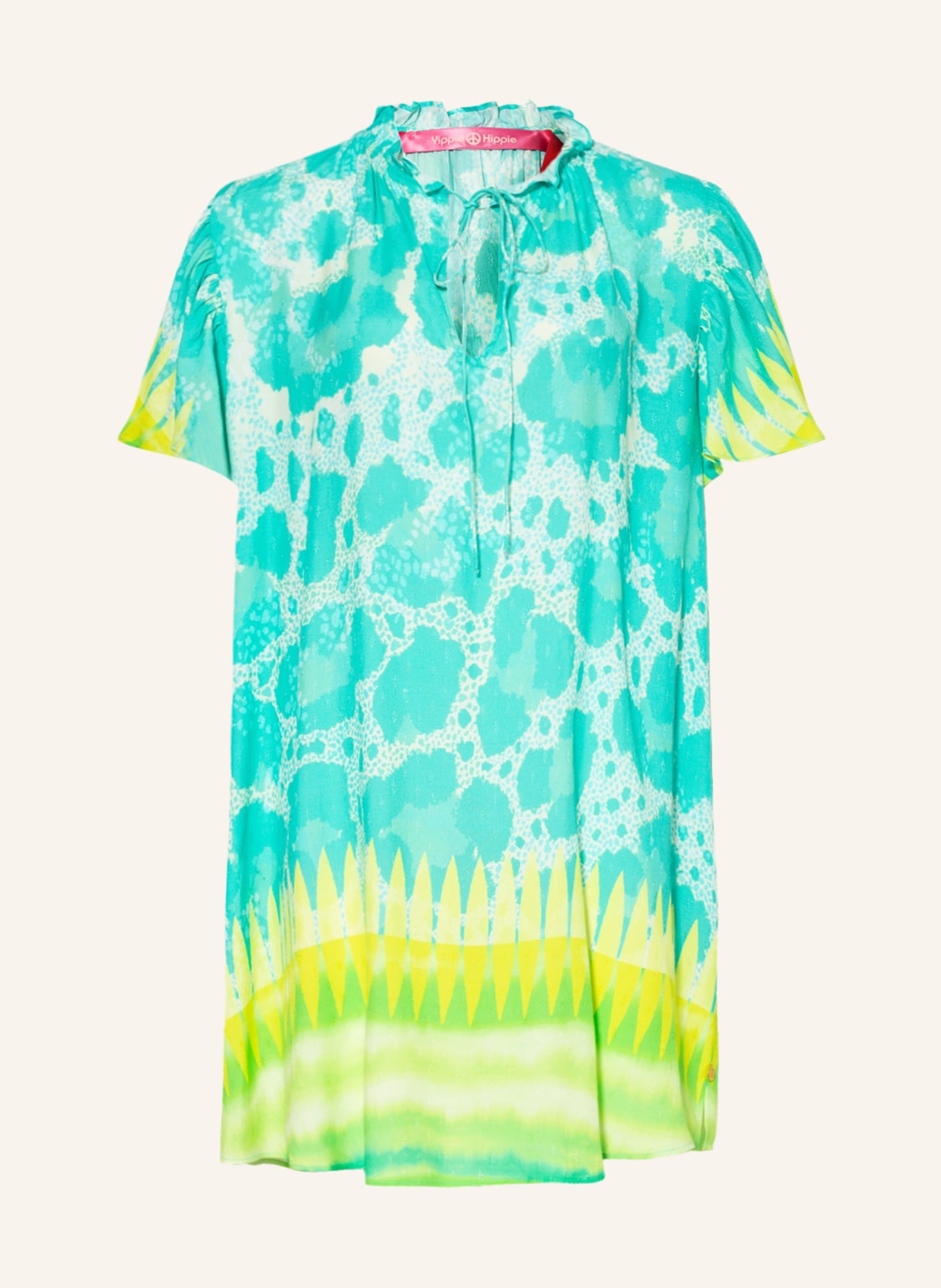 yippie hippie Beach dress, Color: MINT/ NEON GREEN (Image 1)
