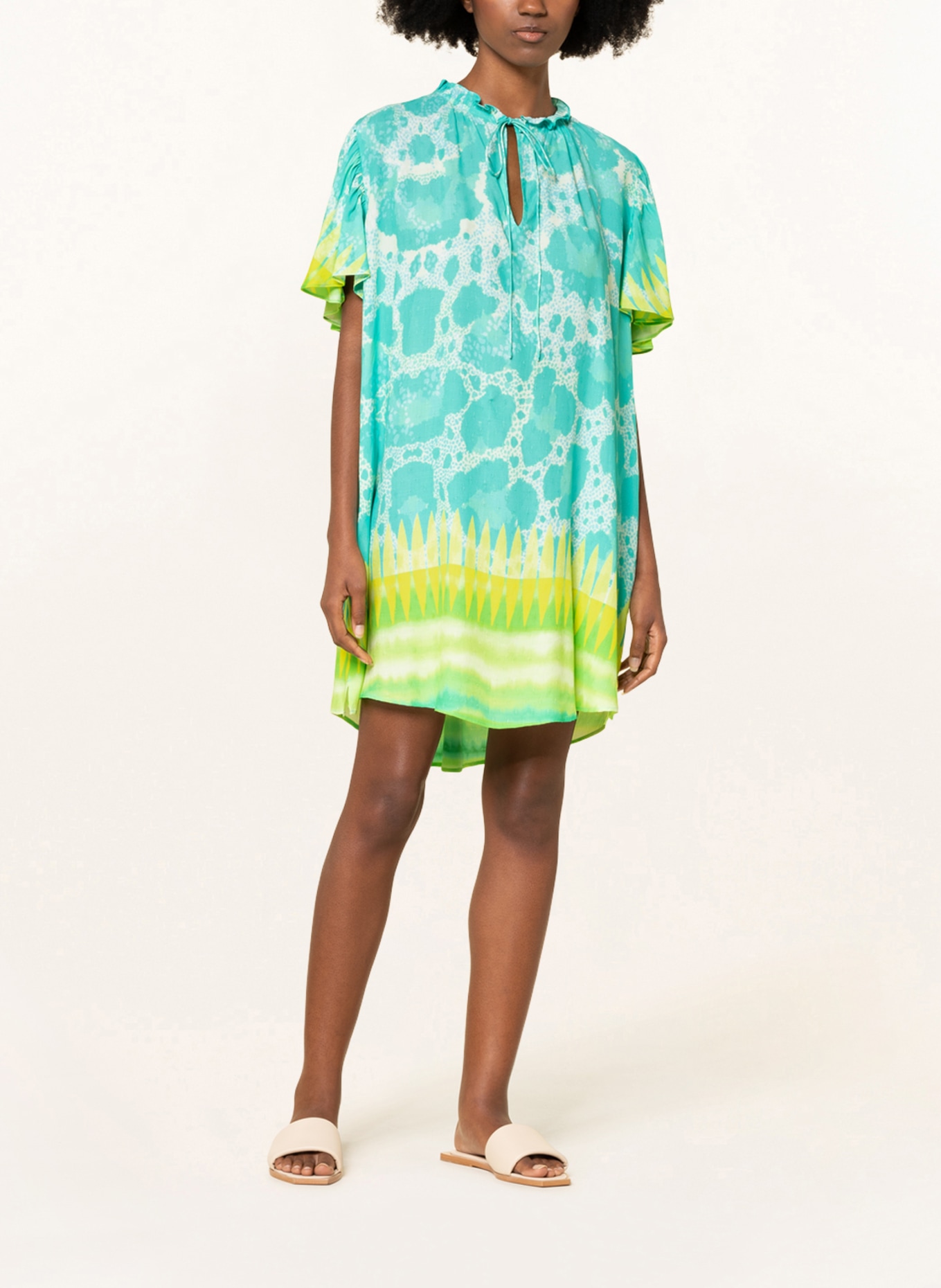 yippie hippie Beach dress, Color: MINT/ NEON GREEN (Image 2)