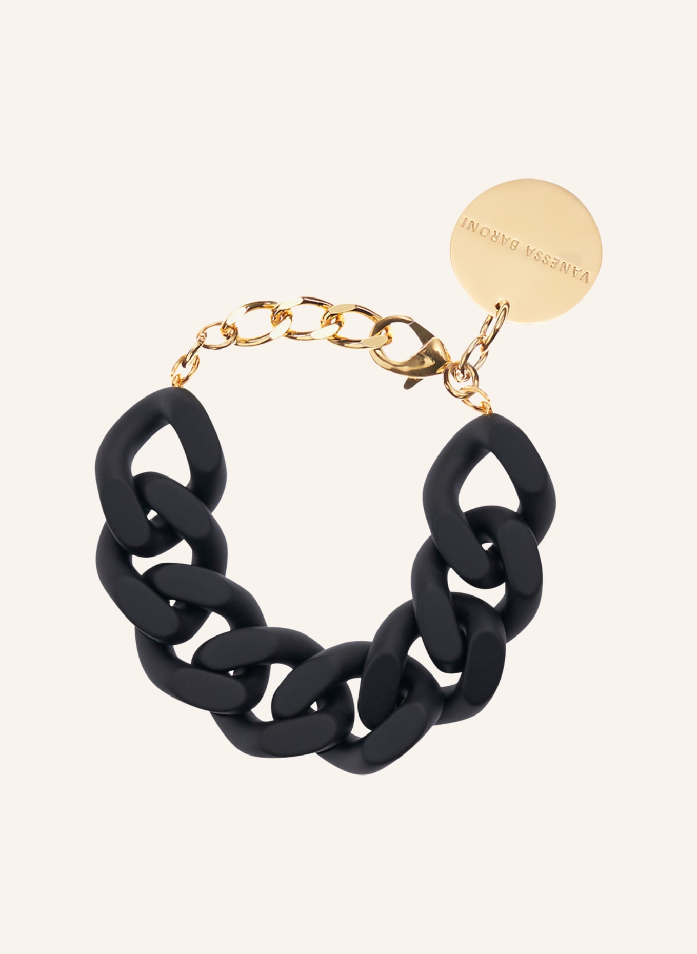 VANESSA BARONI Bracelet FLAT CHAIN, Color: BLACK/ GOLD (Image 1)