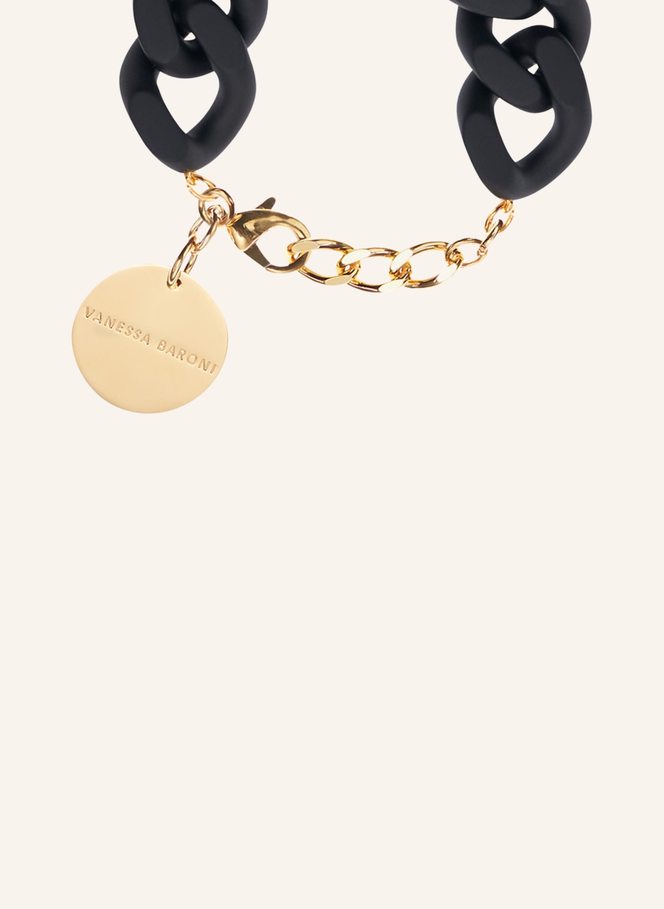 VANESSA BARONI Bracelet FLAT CHAIN, Color: BLACK/ GOLD (Image 2)
