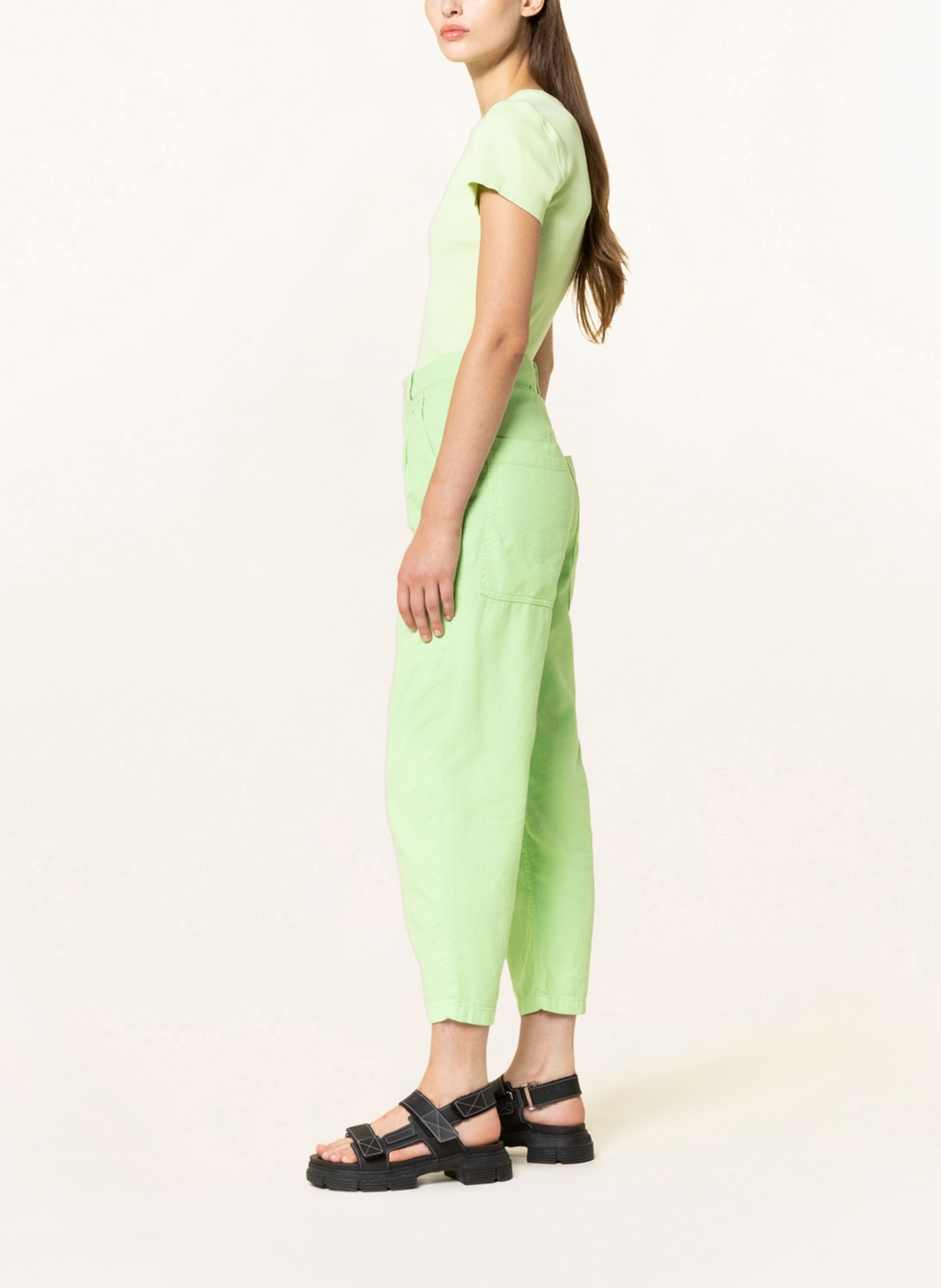 DRYKORN 7/8 cargo pants with linen, Color: LIGHT GREEN (Image 4)