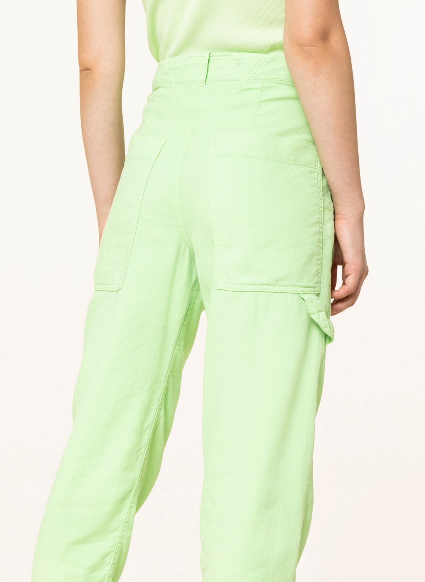 DRYKORN 7/8 cargo pants with linen, Color: LIGHT GREEN (Image 5)