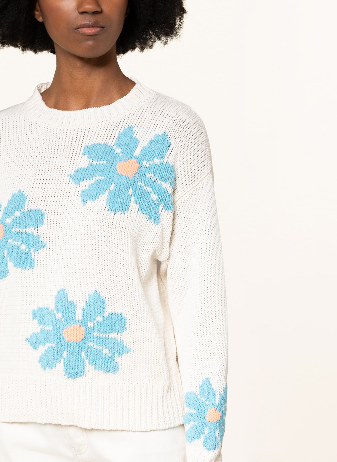 Blue outlet floral sweater