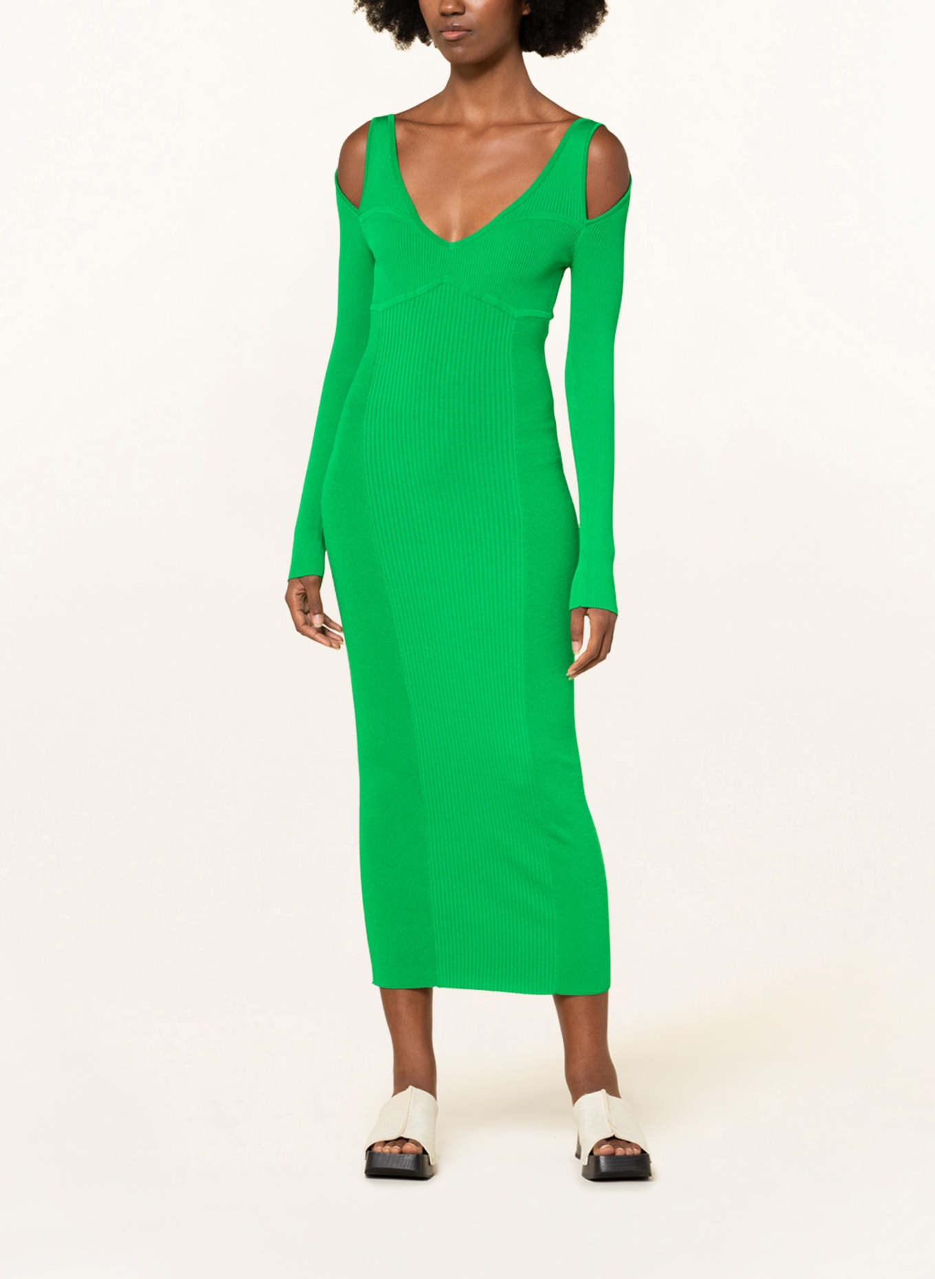 ESSENTIEL ANTWERP Cold-shoulder dress DAIDONG, Color: GREEN (Image 2)
