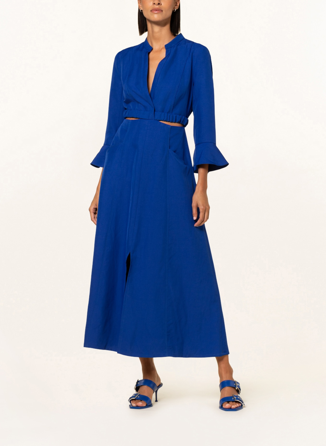 DOROTHEE SCHUMACHER Dress with linen and cut-outs, Color: BLUE (Image 2)
