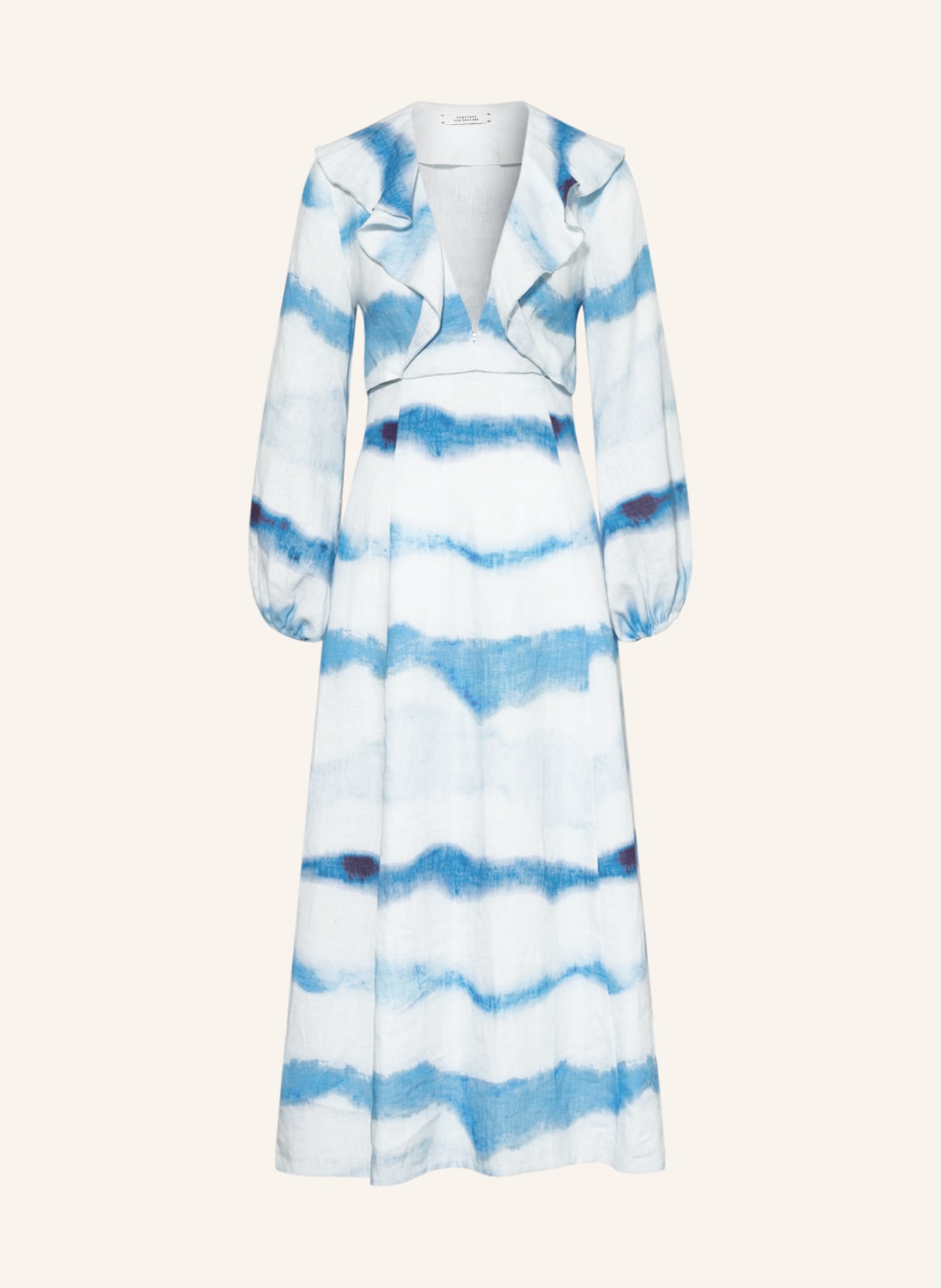 DOROTHEE SCHUMACHER Dress with cut-outs and frills, Color: WHITE/ LIGHT BLUE (Image 1)