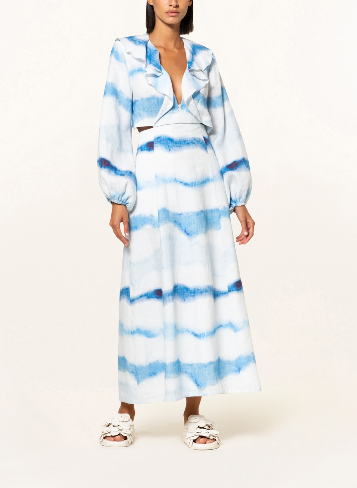 DOROTHEE SCHUMACHER Dress with cut-outs and frills, Color: WHITE/ LIGHT BLUE (Image 2)