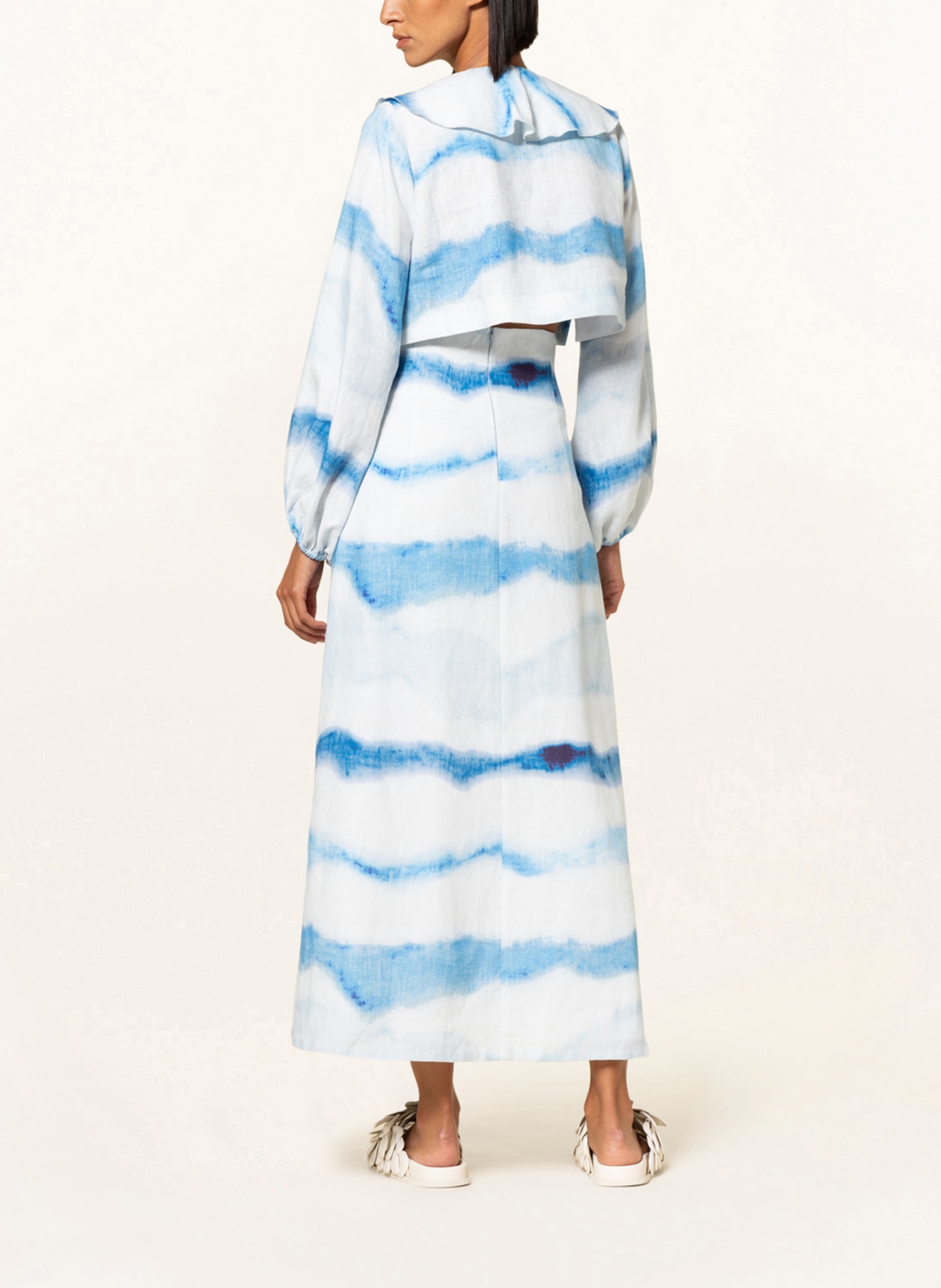 DOROTHEE SCHUMACHER Dress with cut-outs and frills, Color: WHITE/ LIGHT BLUE (Image 3)