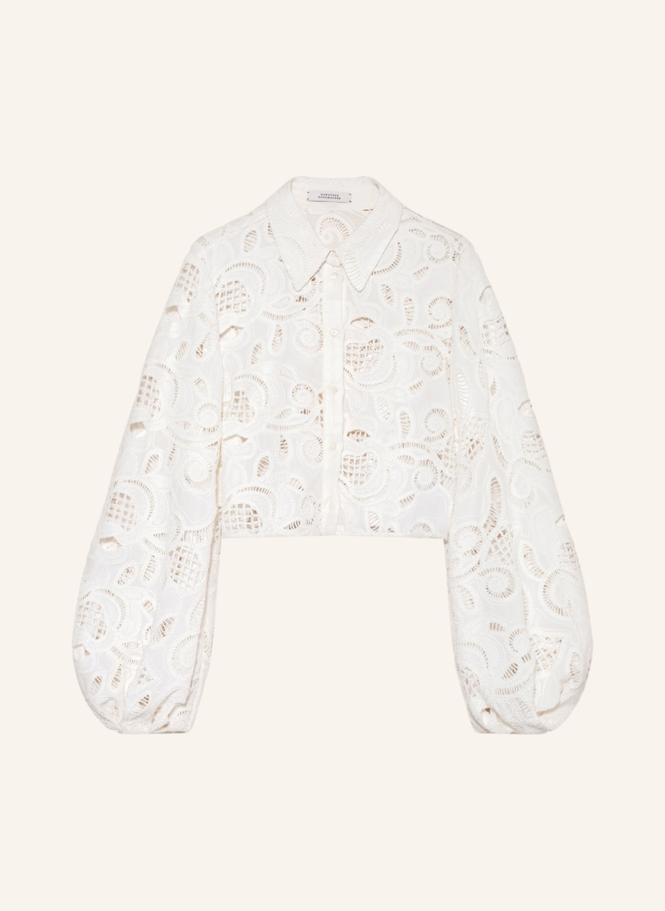 DOROTHEE SCHUMACHER Cropped shirt blouse in crochet lace, Color: WHITE (Image 1)