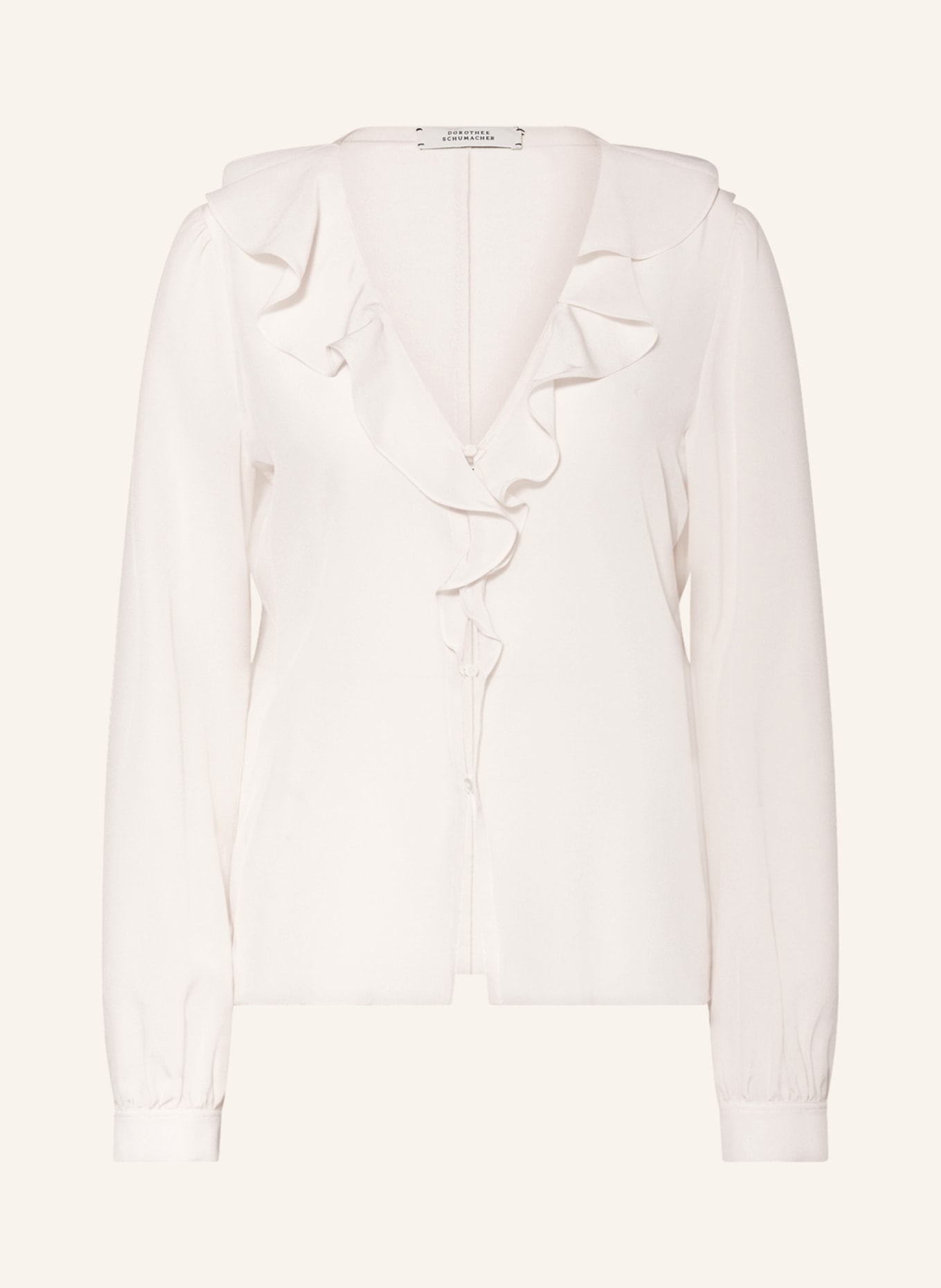 DOROTHEE SCHUMACHER Shirt blouse in silk with frills: CREAM