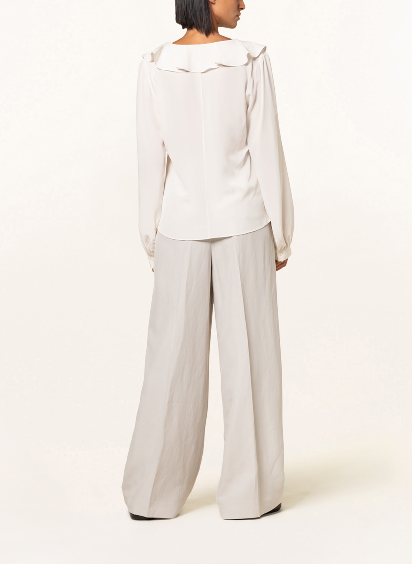 DOROTHEE SCHUMACHER Shirt blouse in silk with frills: CREAM