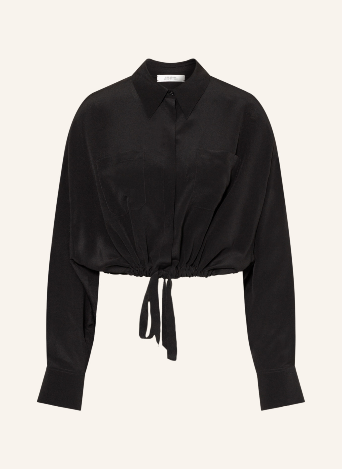 DOROTHEE SCHUMACHER Cropped shirt blouse in silk, Color: BLACK (Image 1)