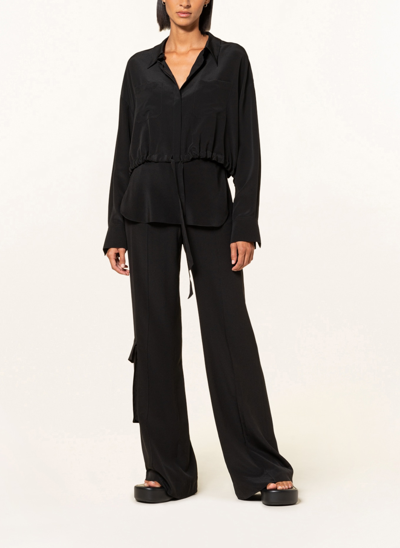 DOROTHEE SCHUMACHER Cropped shirt blouse in silk, Color: BLACK (Image 2)