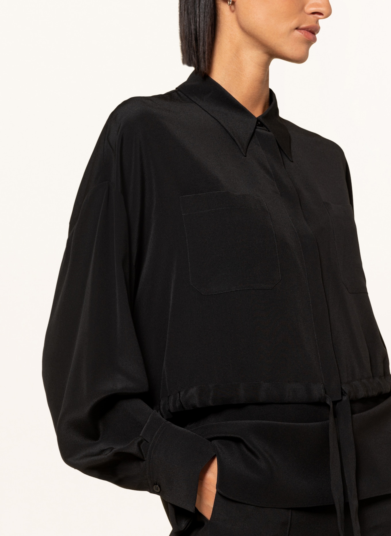 DOROTHEE SCHUMACHER Cropped shirt blouse in silk, Color: BLACK (Image 4)