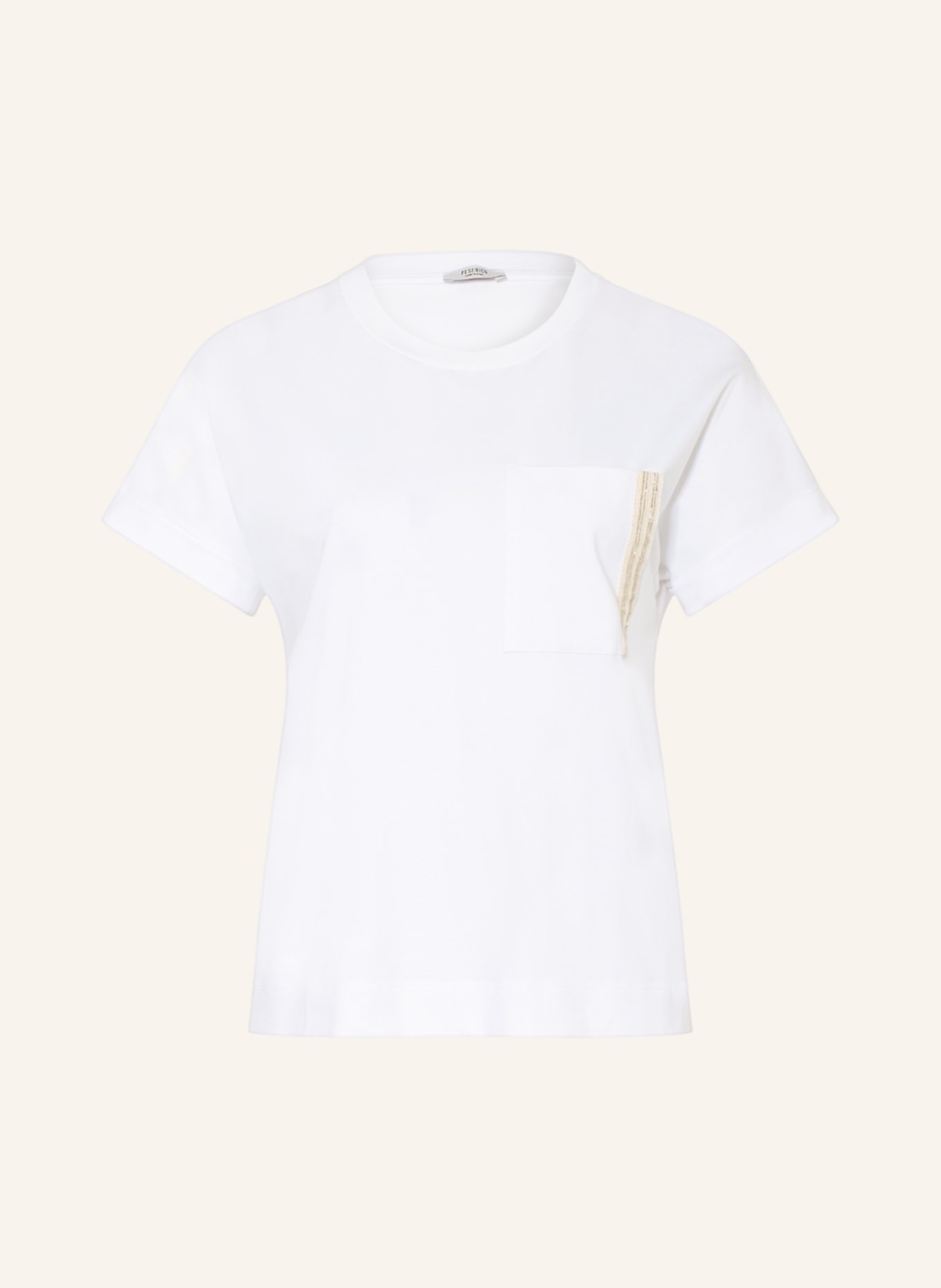 PESERICO T-Shirt mit Schmucksteinen, Farbe: WEISS(Bild null)