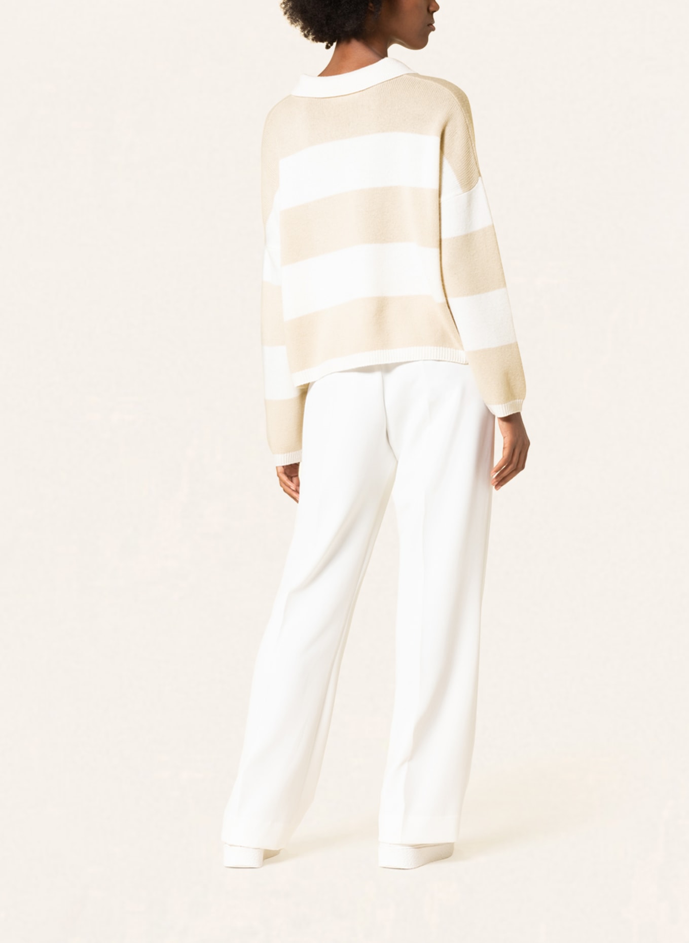 SEM PER LEI Knit polo shirt with cashmere, Color: CREAM/ BEIGE (Image 3)