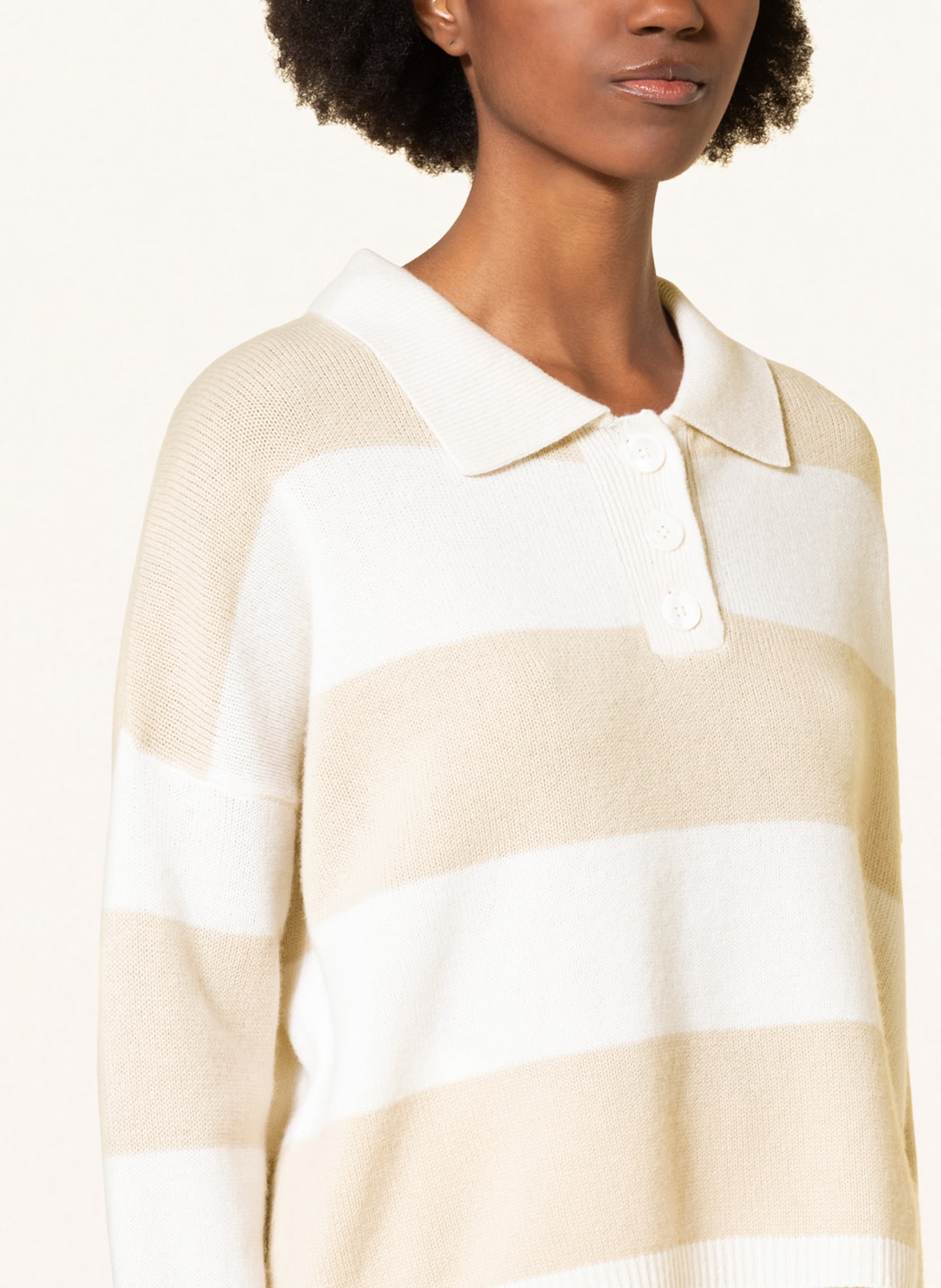 SEM PER LEI Strick-Poloshirt mit Cashmere, Farbe: CREME/ BEIGE (Bild 4)