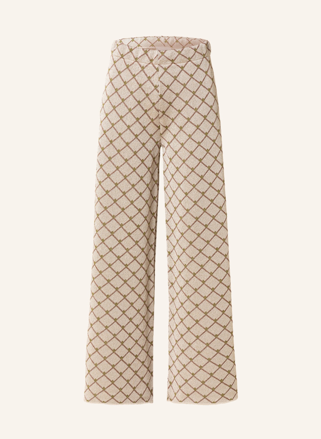 SEM PER LEI Knit trousers with glitter thread, Color: CREAM/ LIGHT BROWN (Image 1)