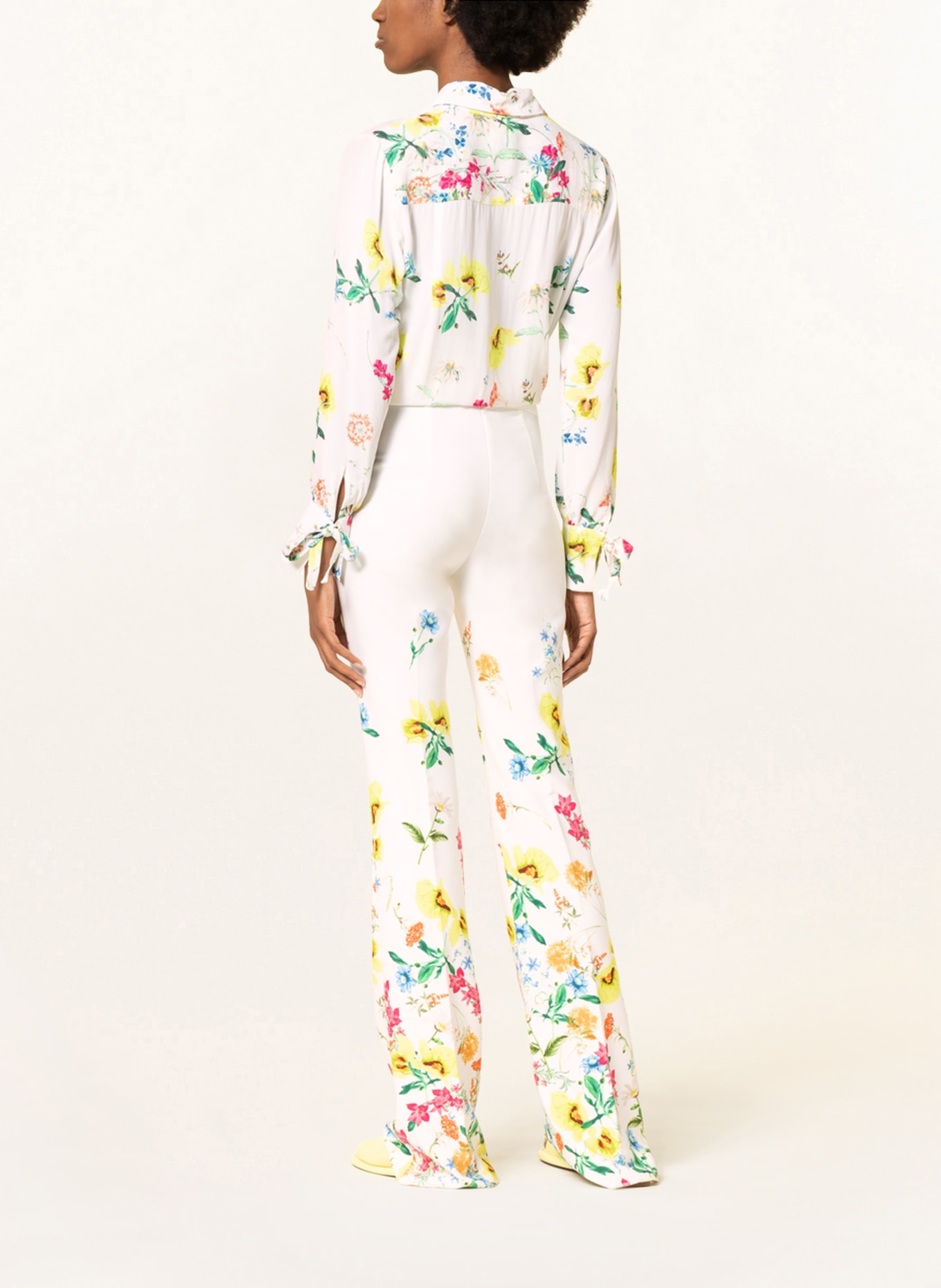SEM PER LEI Wide leg trousers, Color: WHITE/ YELLOW/ GREEN (Image 3)