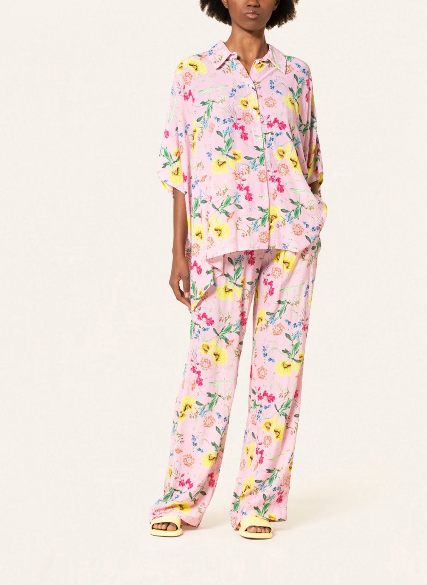 SEM PER LEI Wide leg trousers, Color: PINK/ YELLOW/ PINK (Image 2)