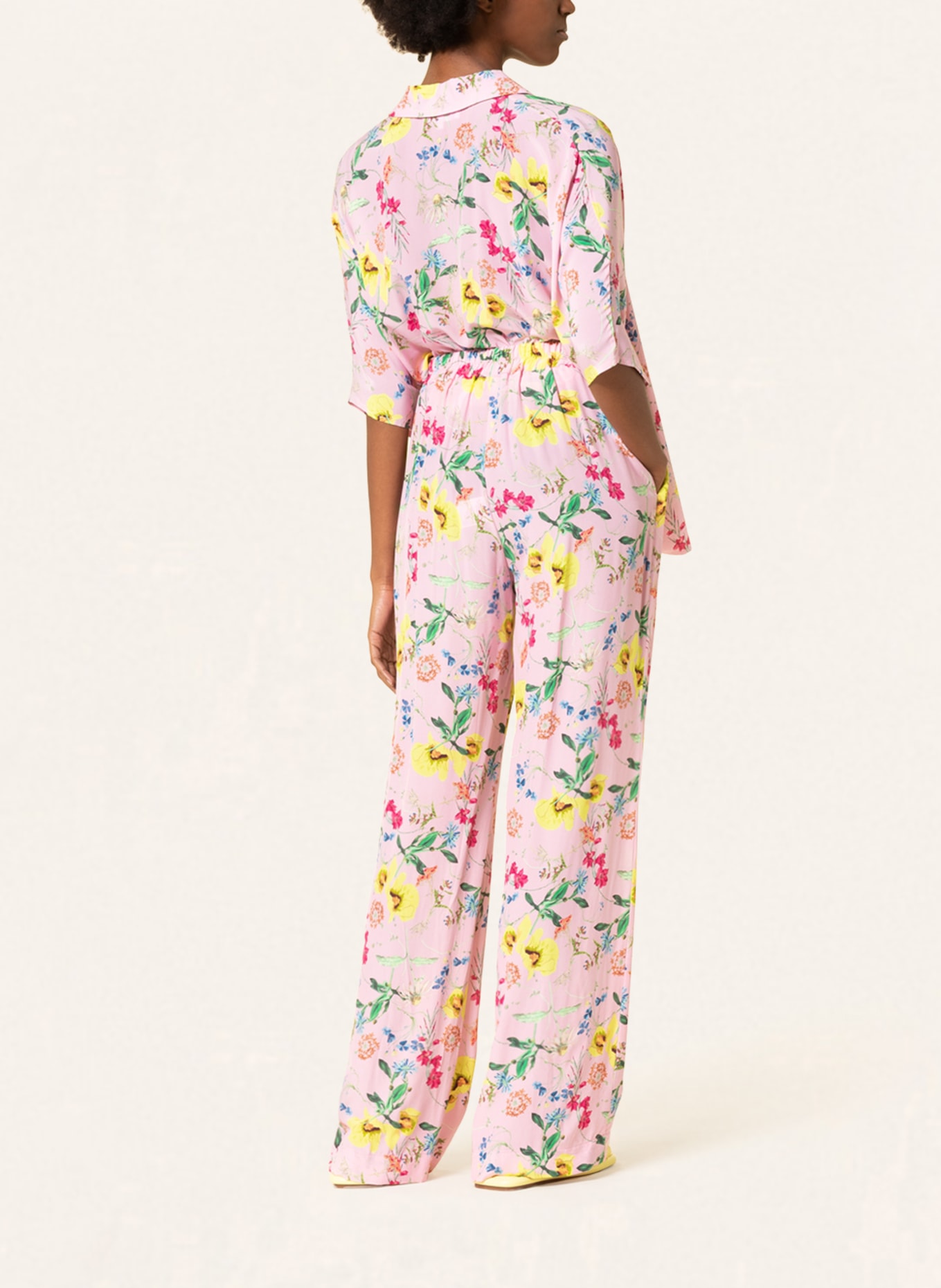 SEM PER LEI Wide leg trousers, Color: PINK/ YELLOW/ PINK (Image 3)