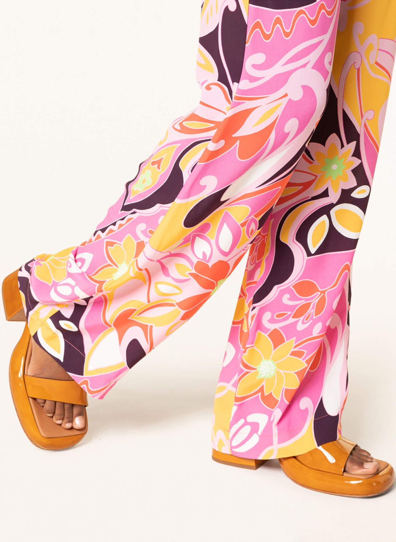 ANNA's Wide leg trousers, Color: DARK YELLOW/ PINK/ DARK PURPLE (Image 5)