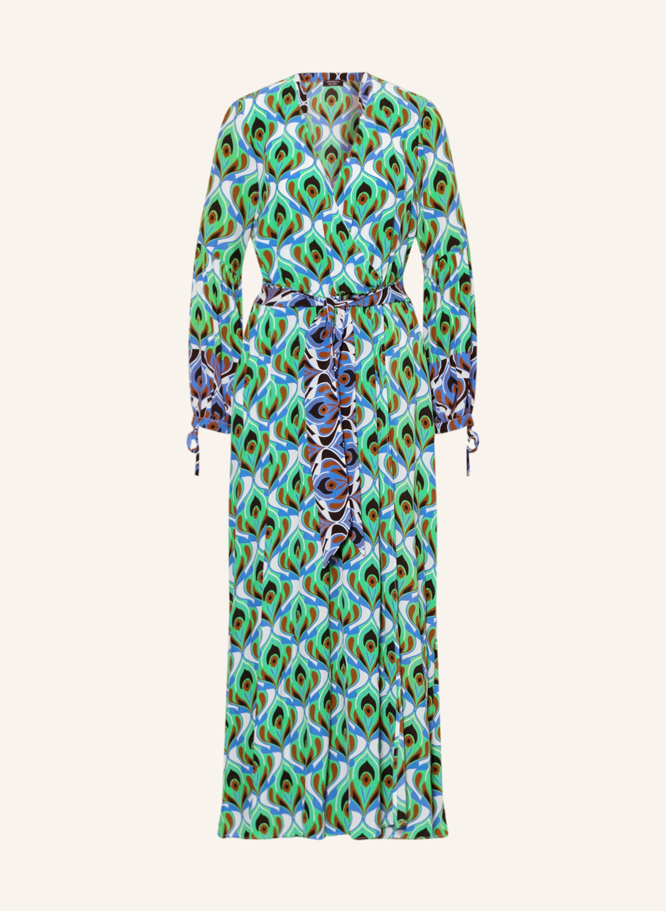 ANNA's Dress in wrap look, Color: WHITE/ BLUE/ GREEN (Image 1)