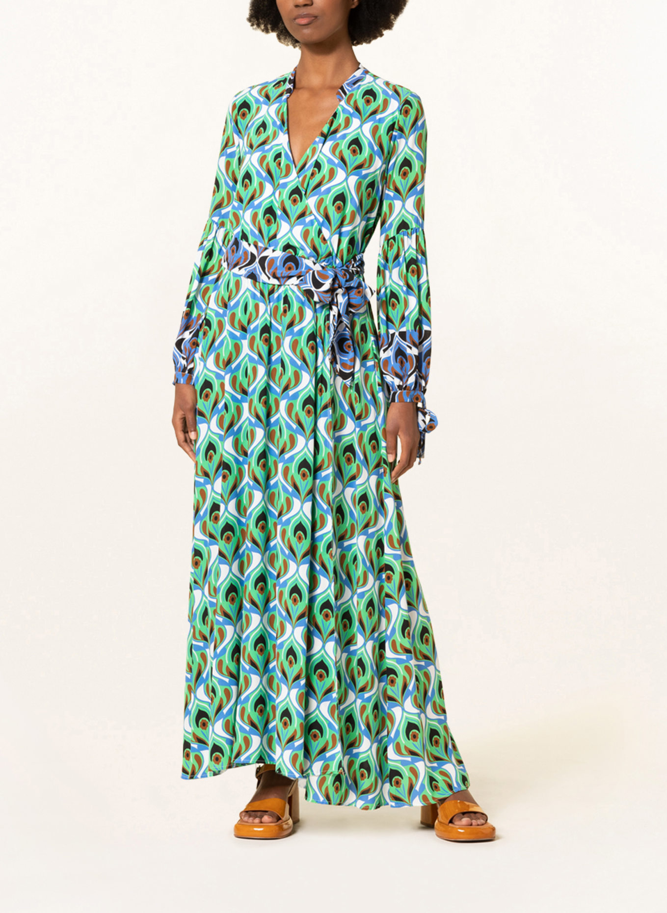 ANNA's Dress in wrap look, Color: WHITE/ BLUE/ GREEN (Image 2)