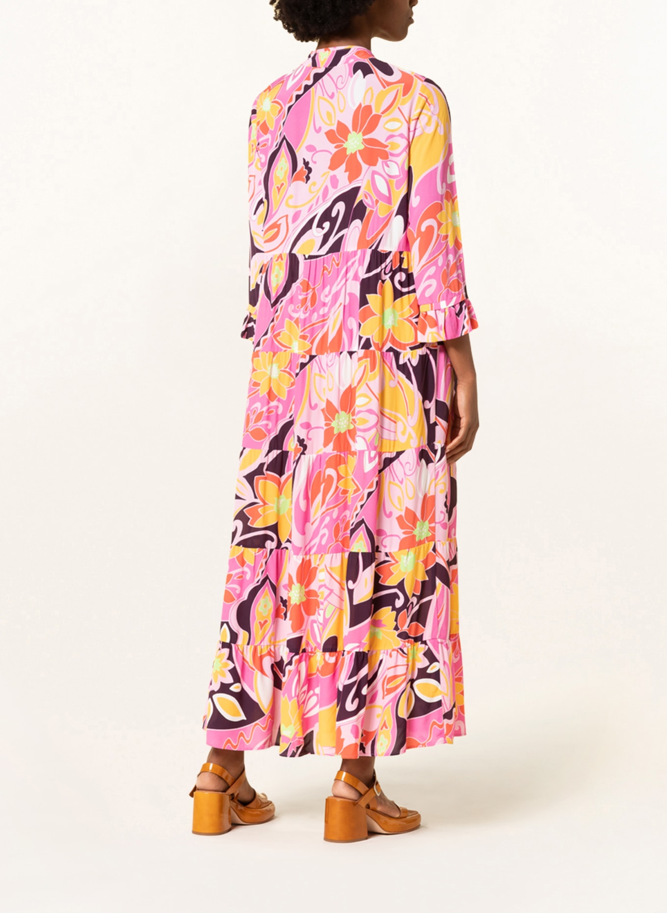 ANNA's Dress with 3/4 sleeves, Color: DARK YELLOW/ PINK/ ORANGE (Image 3)