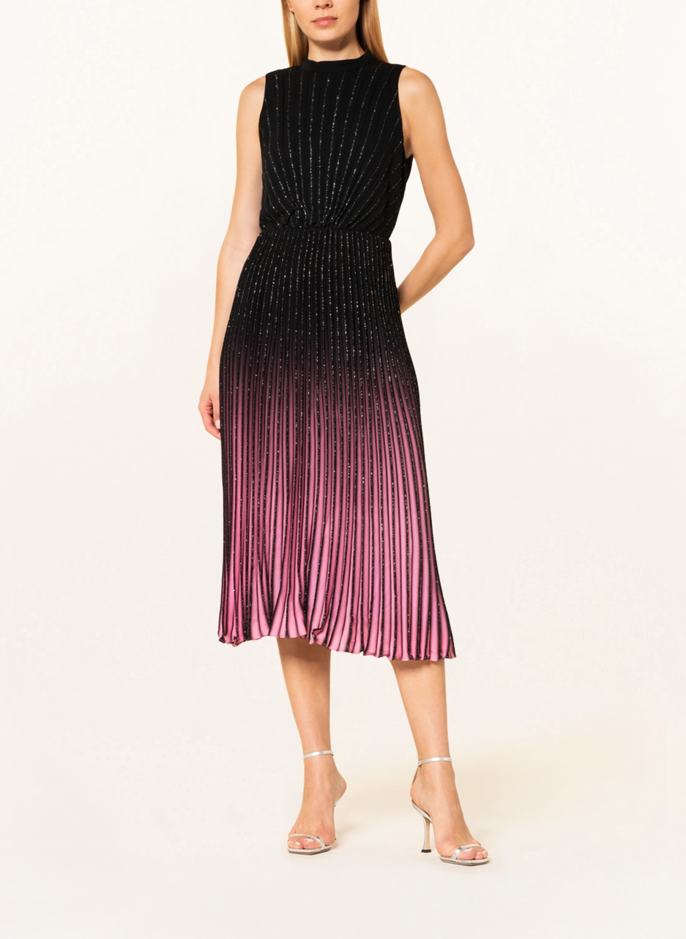 Phase Eight Pleated dress ESTELLA, Color: BLACK/ PINK (Image 2)