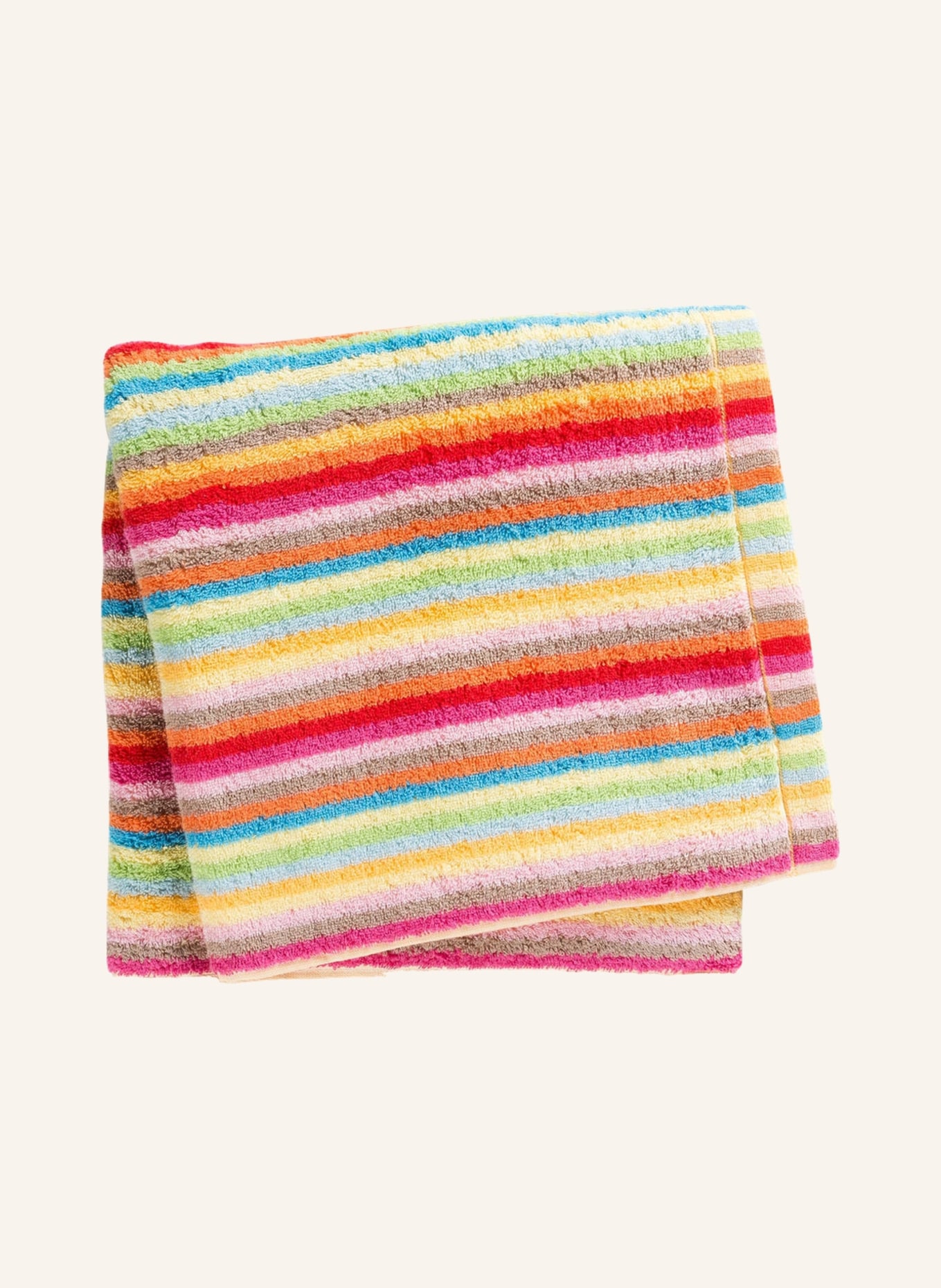 Cawö Bath towel LIFESTYLE STREIFEN, Color: PINK/ GREEN/ ORANGE (Image 1)