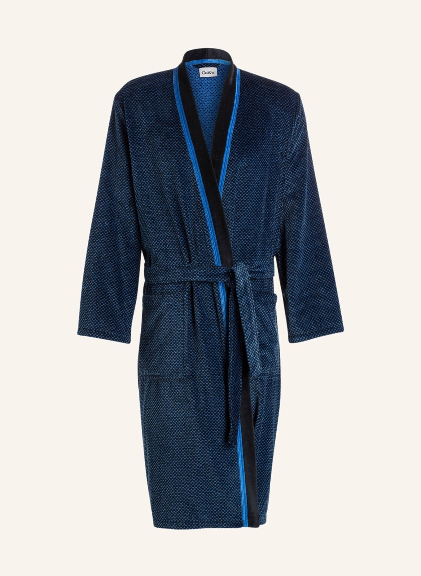 Cawö Men’s bathrobe , Color: BLACK/ BLUE (Image 1)